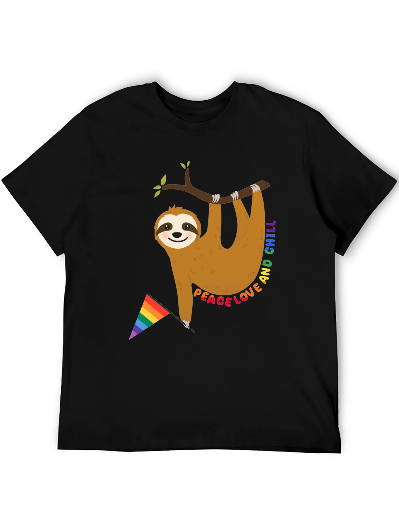 Black Peace Love & Chill Sloth T-Shirt view 5