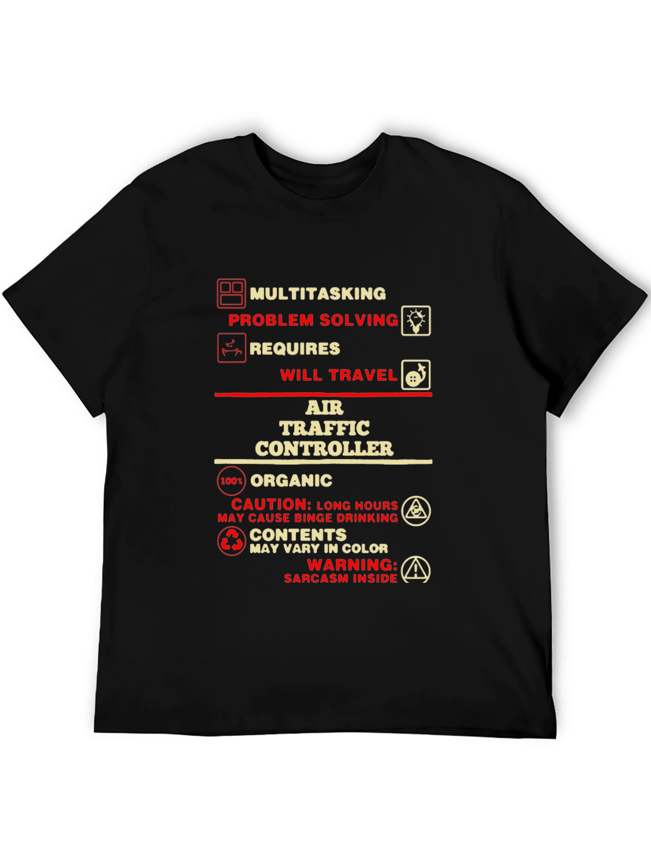 Black Air Traffic Controller T-Shirt: Multitasking, Problem Solving view 5