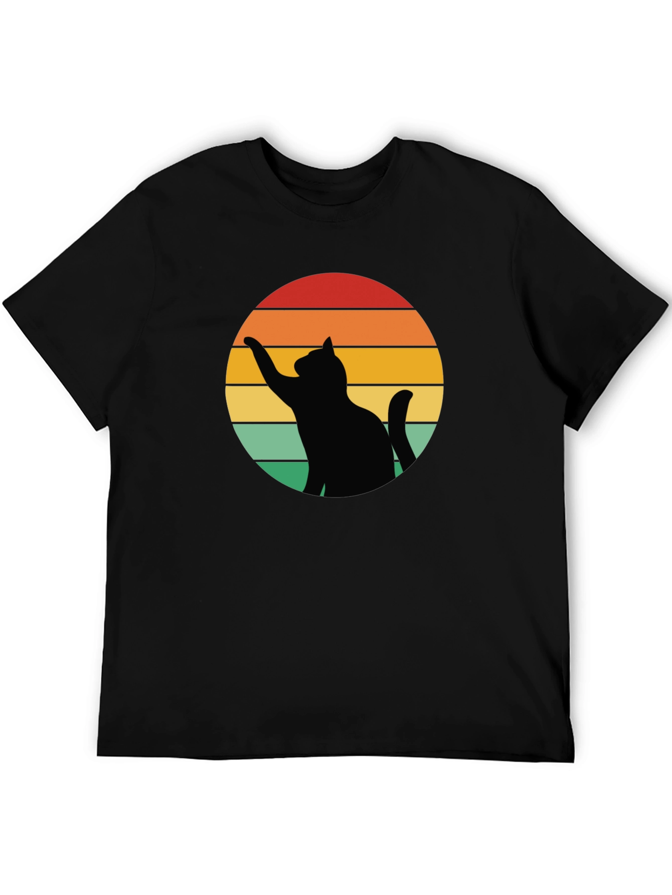 Black Retro Cat Silhouette Tee view 5