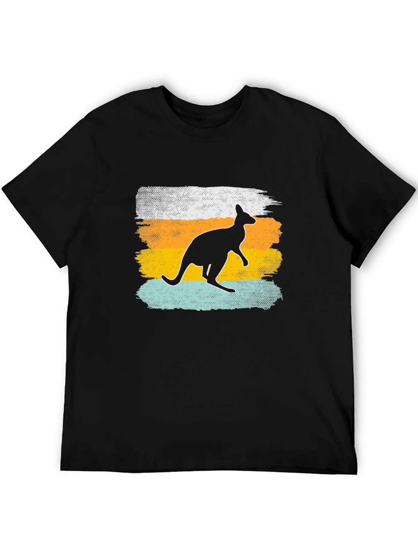 Black Kangaroo Silhouette Men's Black T-Shirt view 5