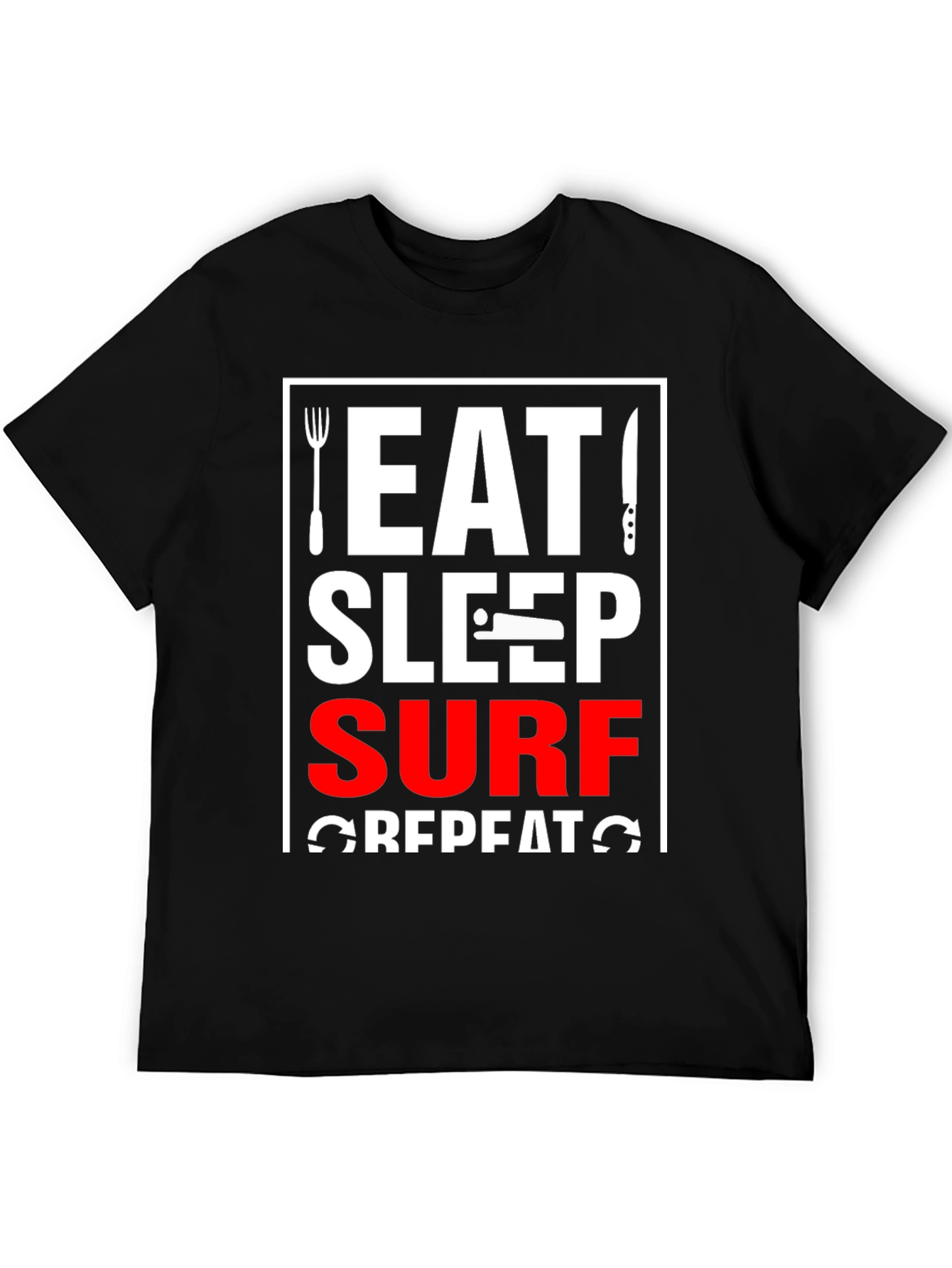 Black Eat Sleep Surf Repeat Black T-Shirt view 5