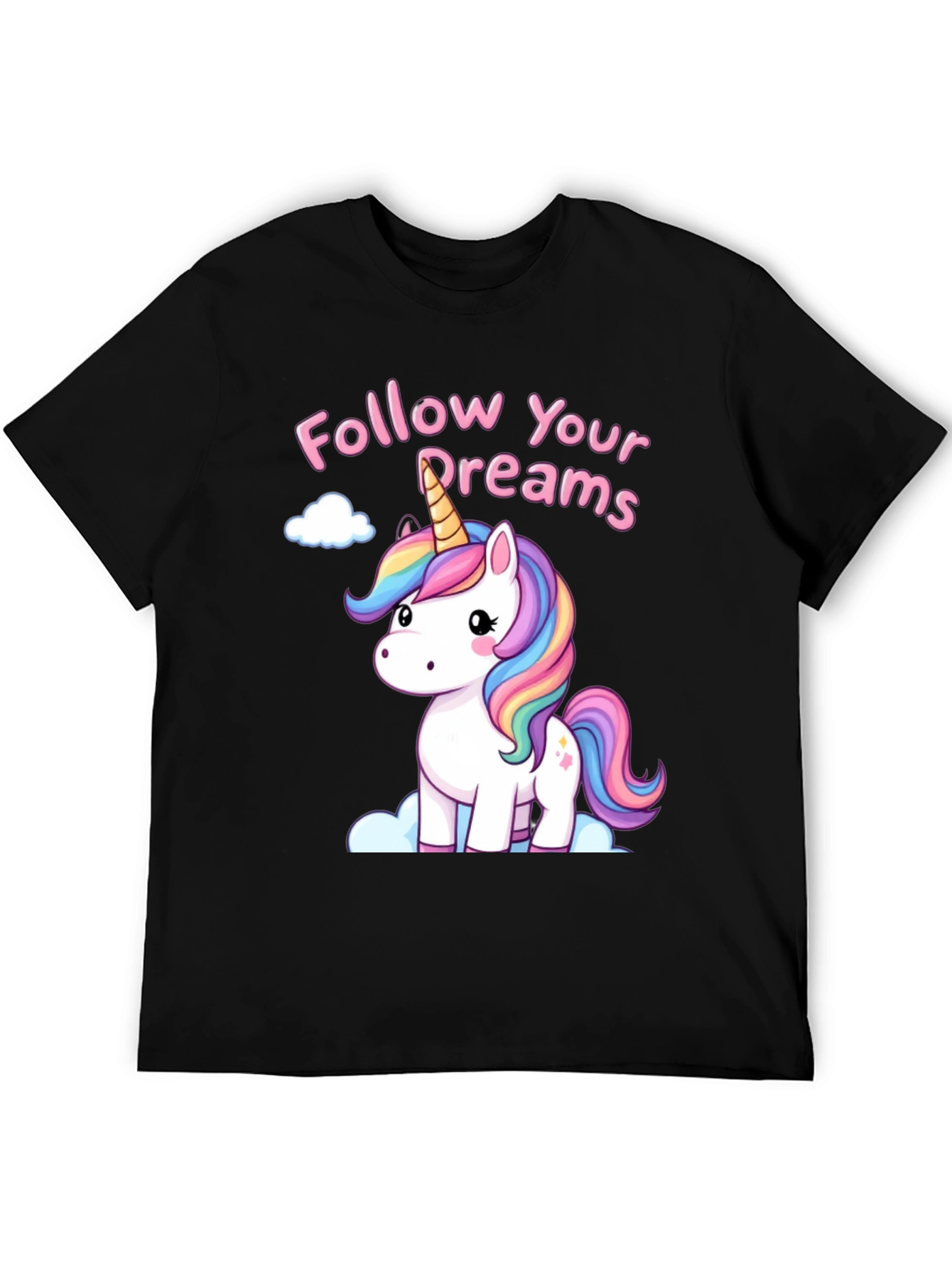 Black Unicorn Follow Your Dreams Graphic Tee - Black view 5