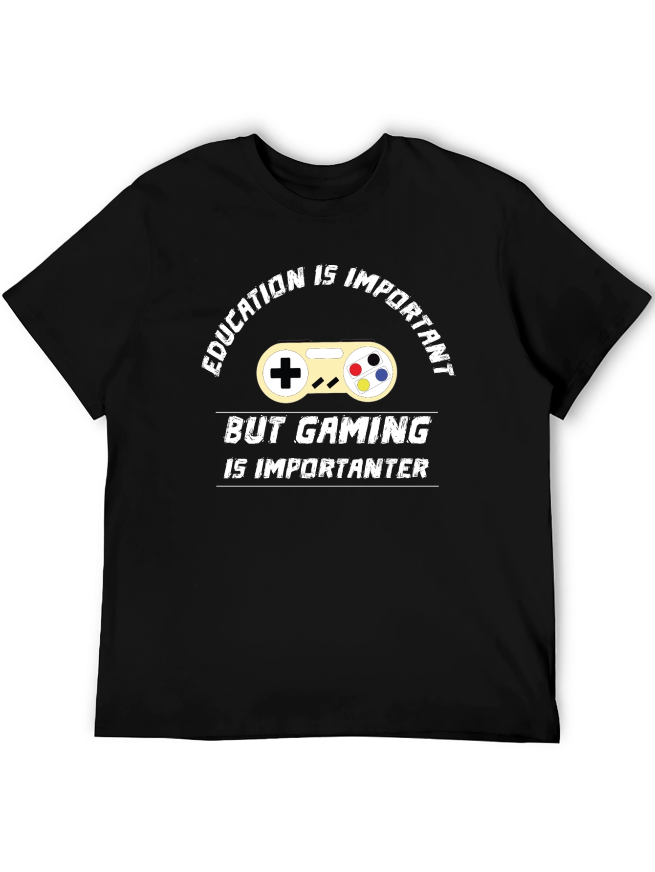 Black Gaming is Importanter T-Shirt - Black Cotton Tee view 5