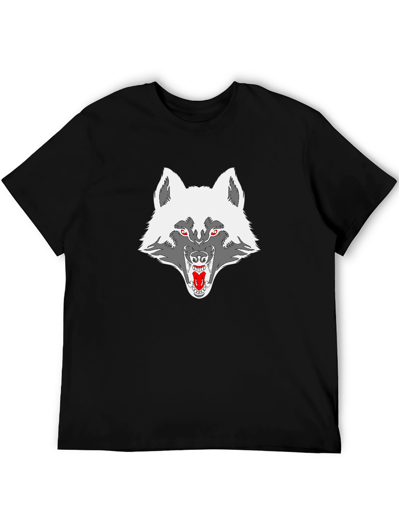 Black Wolf Graphic Print Black T-Shirt view 5