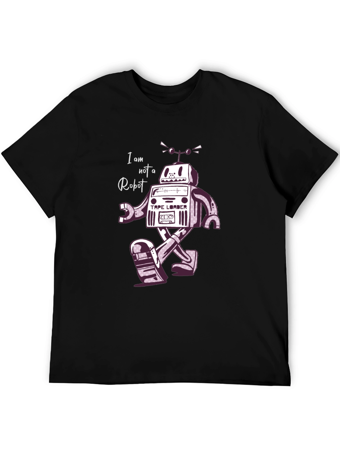 Black Retro Robot T-Shirt - I Am Not A Robot! view 5
