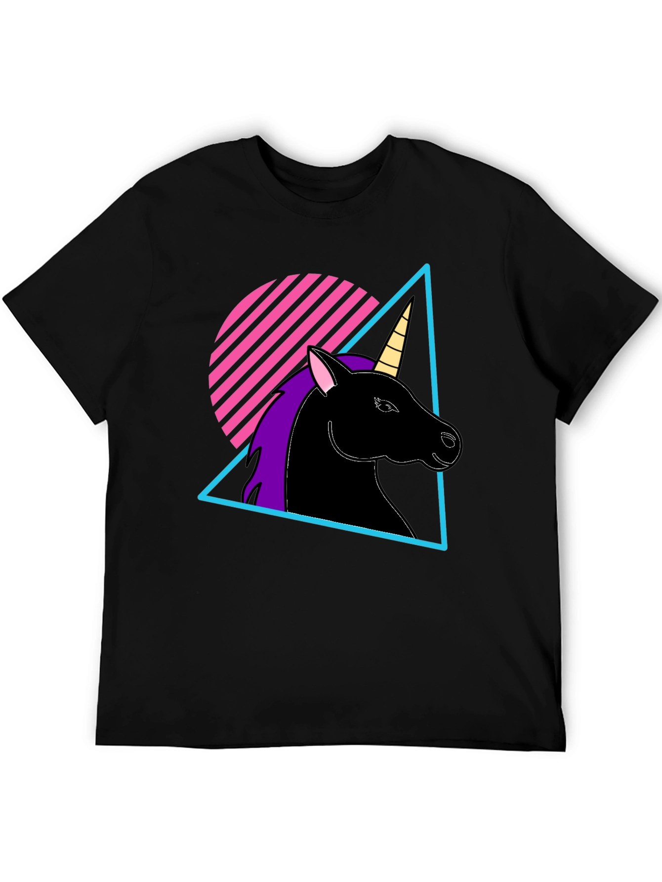 Black Retro Unicorn T-Shirt - Black Graphic Tee view 5