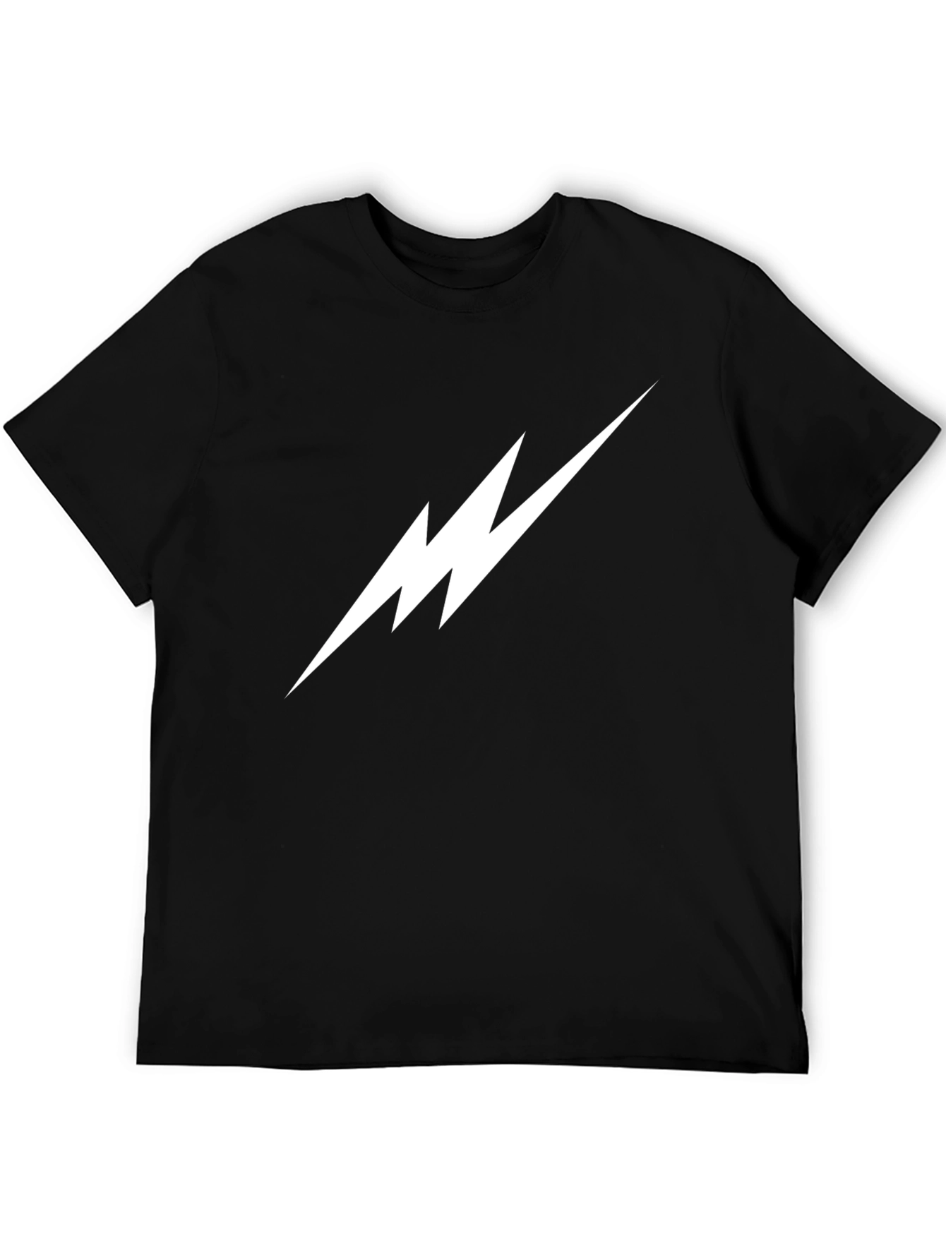 Black Lightning Bolt Graphic Tee - Black Cotton T-Shirt view 5