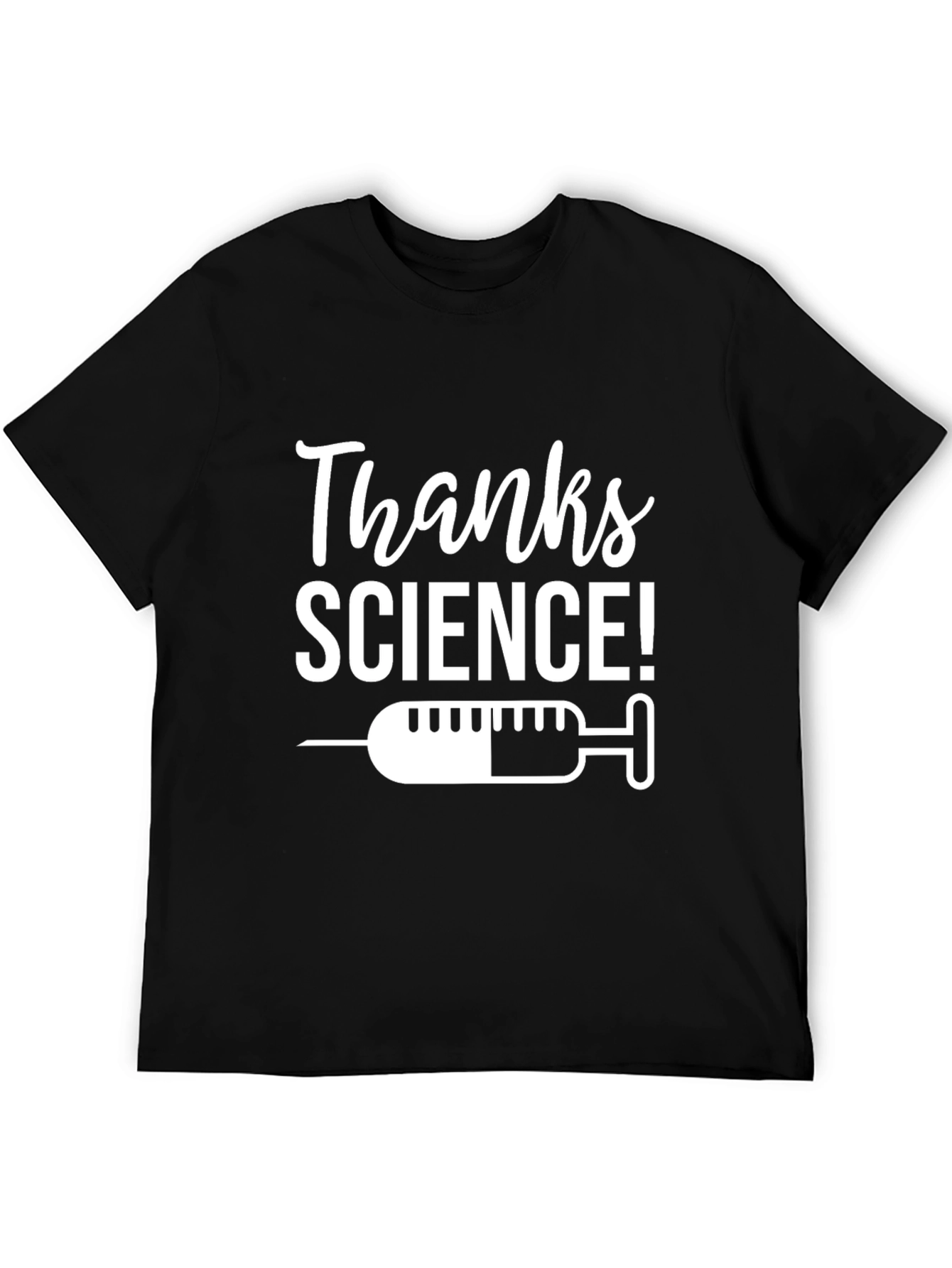 Black Thanks Science Graphic T-Shirt - Vaccination Design view 5