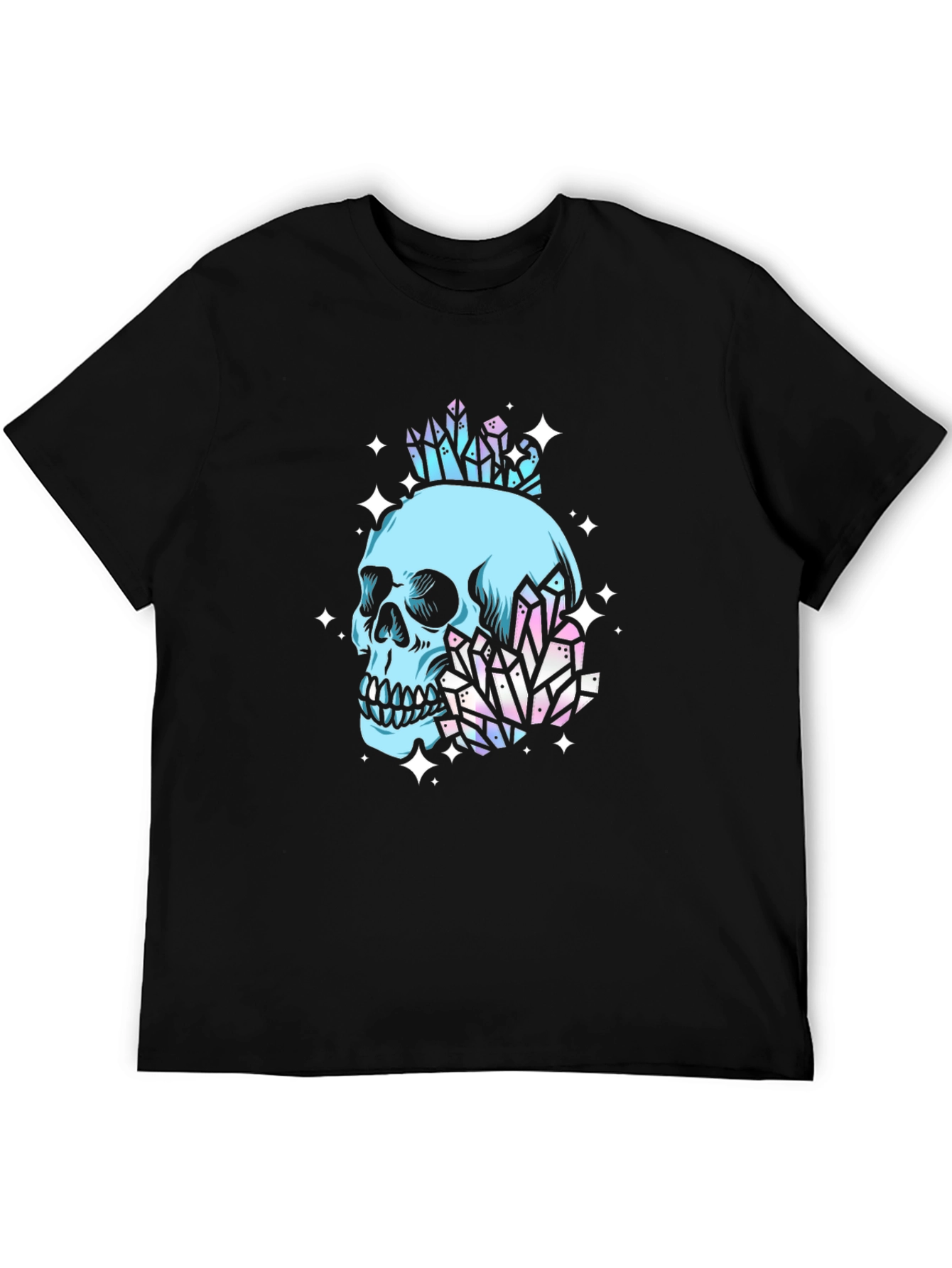 Black Skull & Crystal Graphic Black Tee view 5