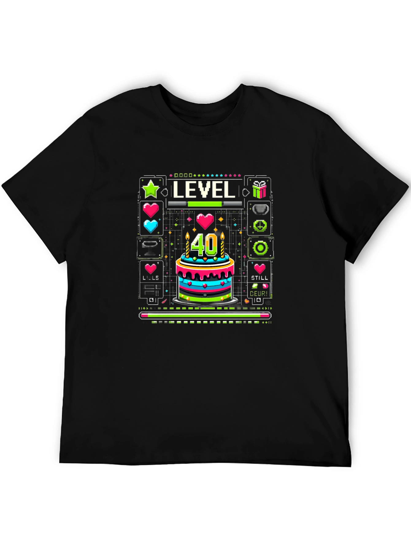 Black Level 40 Birthday Gamer T-Shirt view 5
