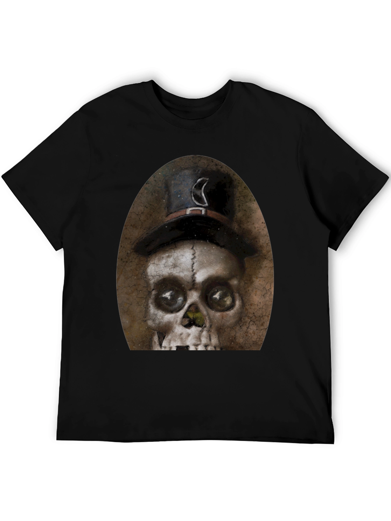 Black Skull with Top Hat Graphic Tee - Men's Black T-Shirt view 5