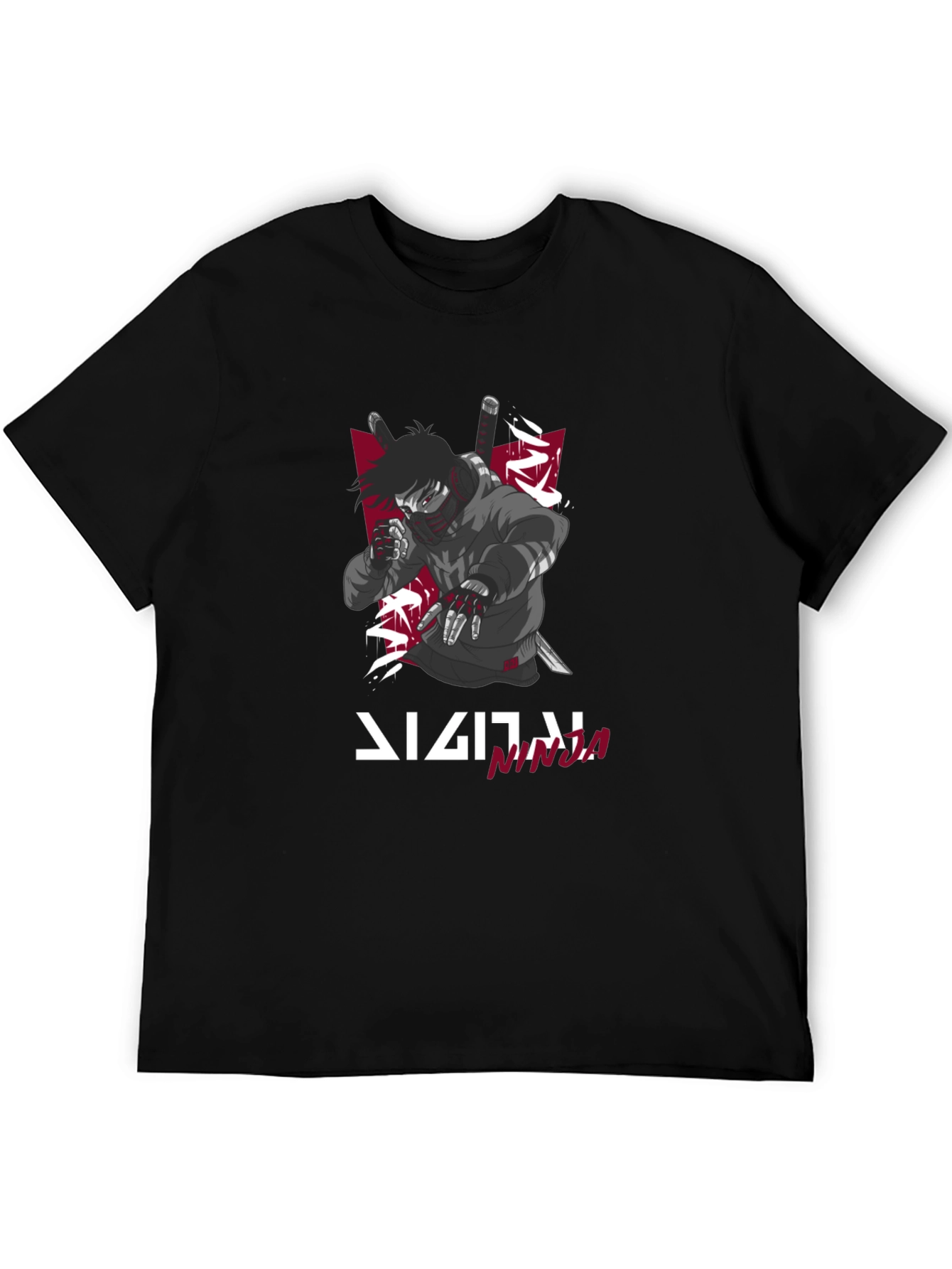 Black Digital Ninja Graphic T-Shirt | Men's Black Tee view 5