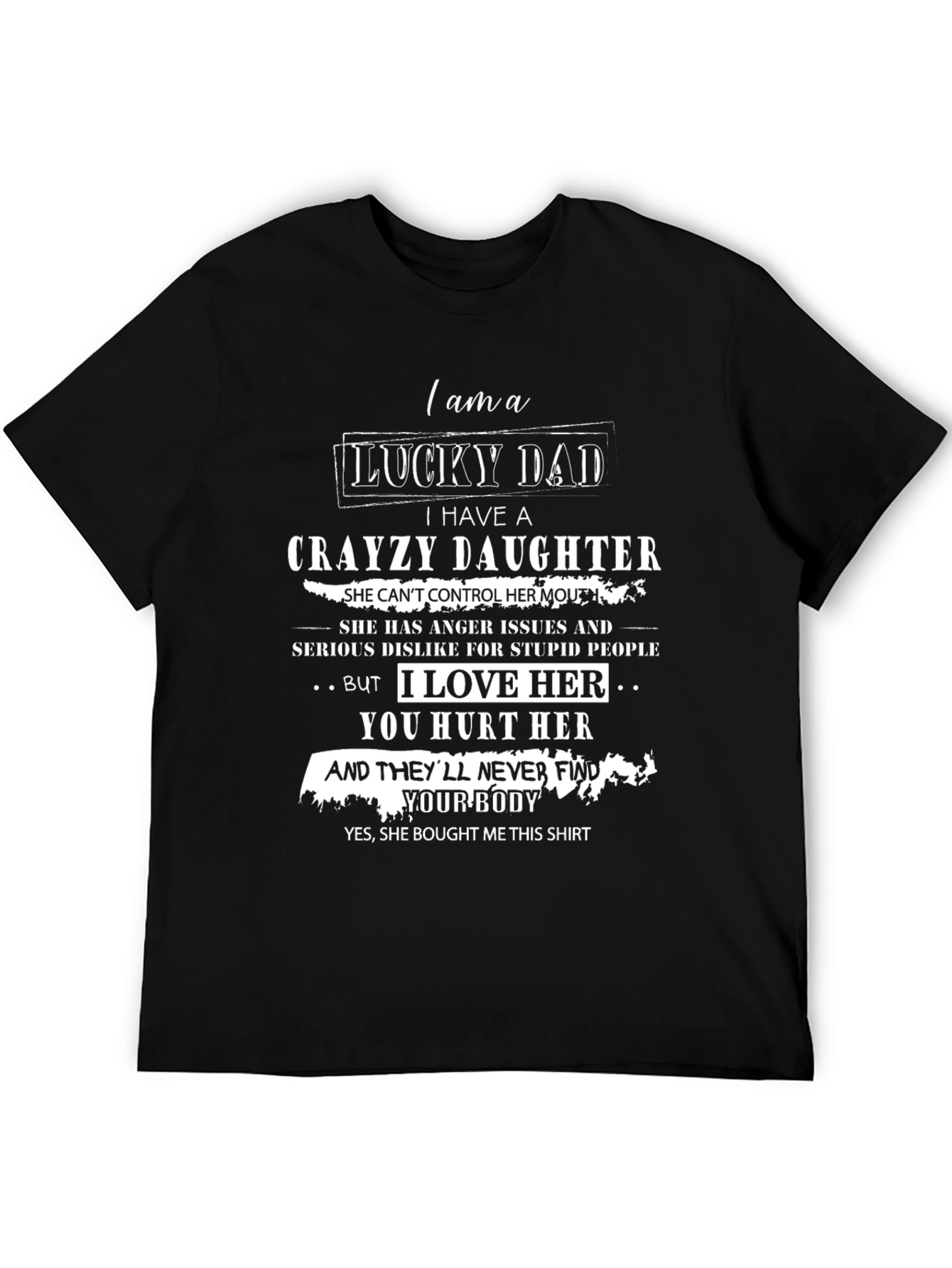 Black Lucky Dad with Crayzy Daughter Graphic T-Shirt view 5