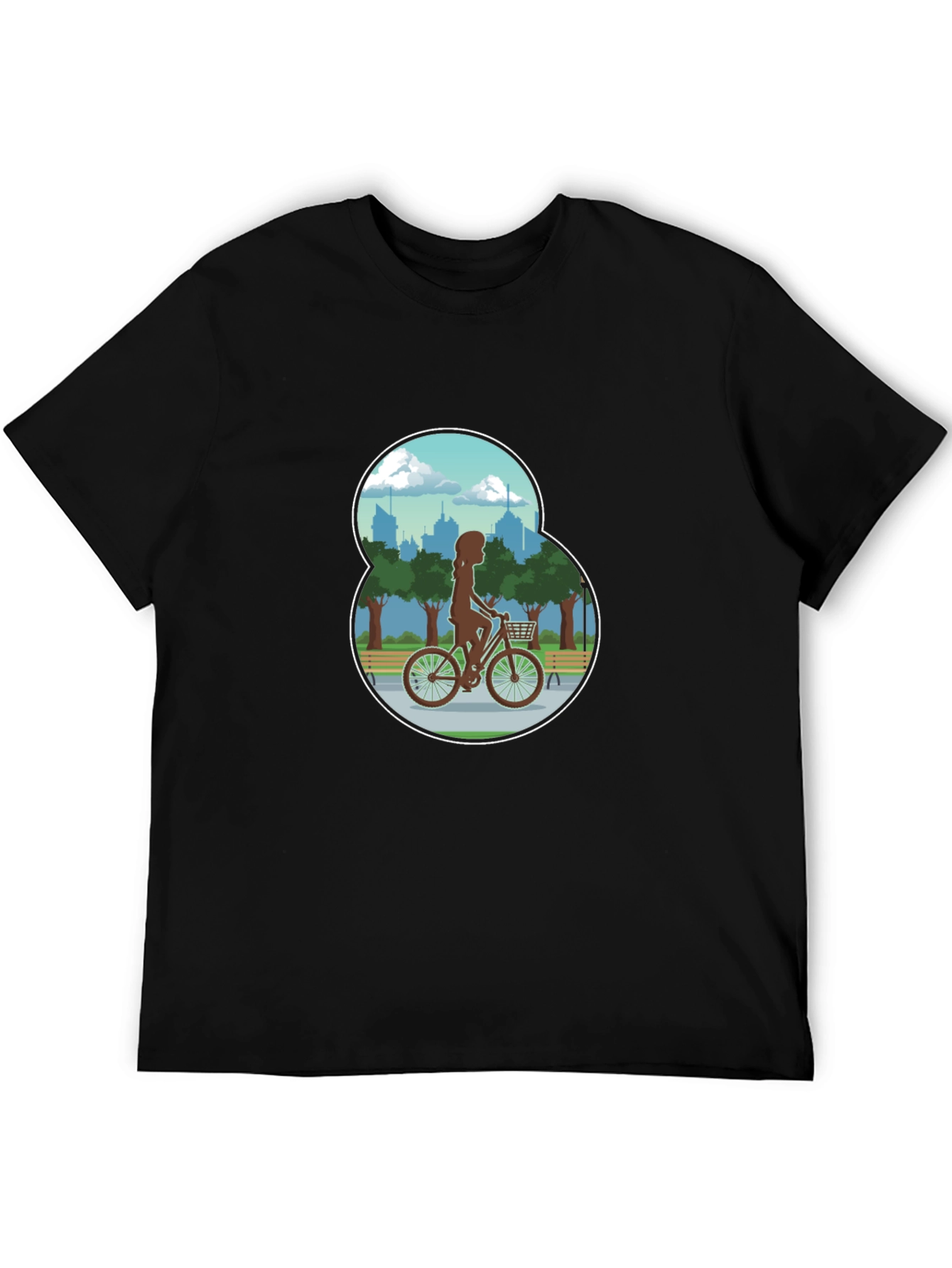 Black Woman Biking in the Park Graphic T-Shirt view 5