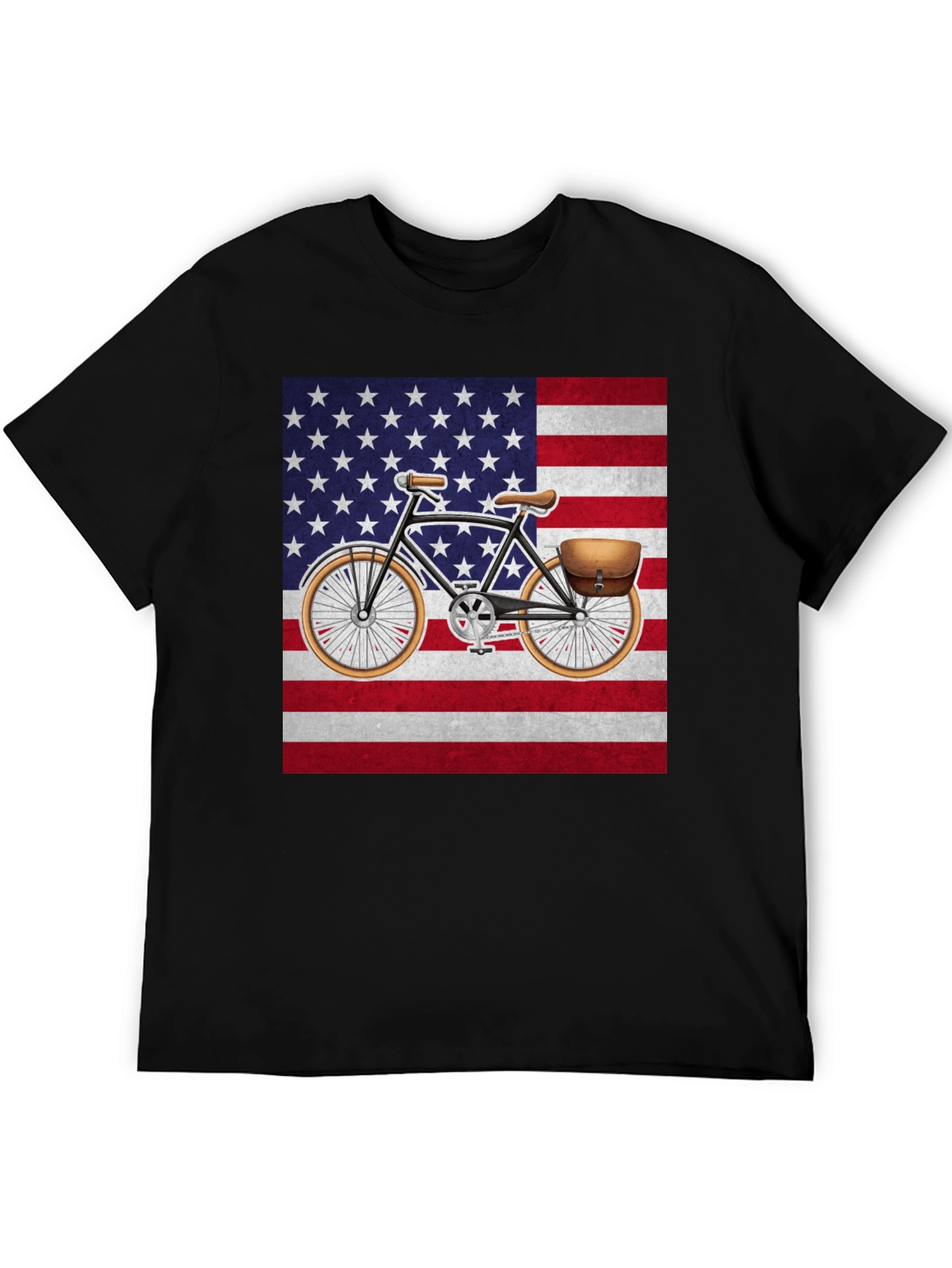 Black Vintage Bicycle American Flag T-Shirt view 5