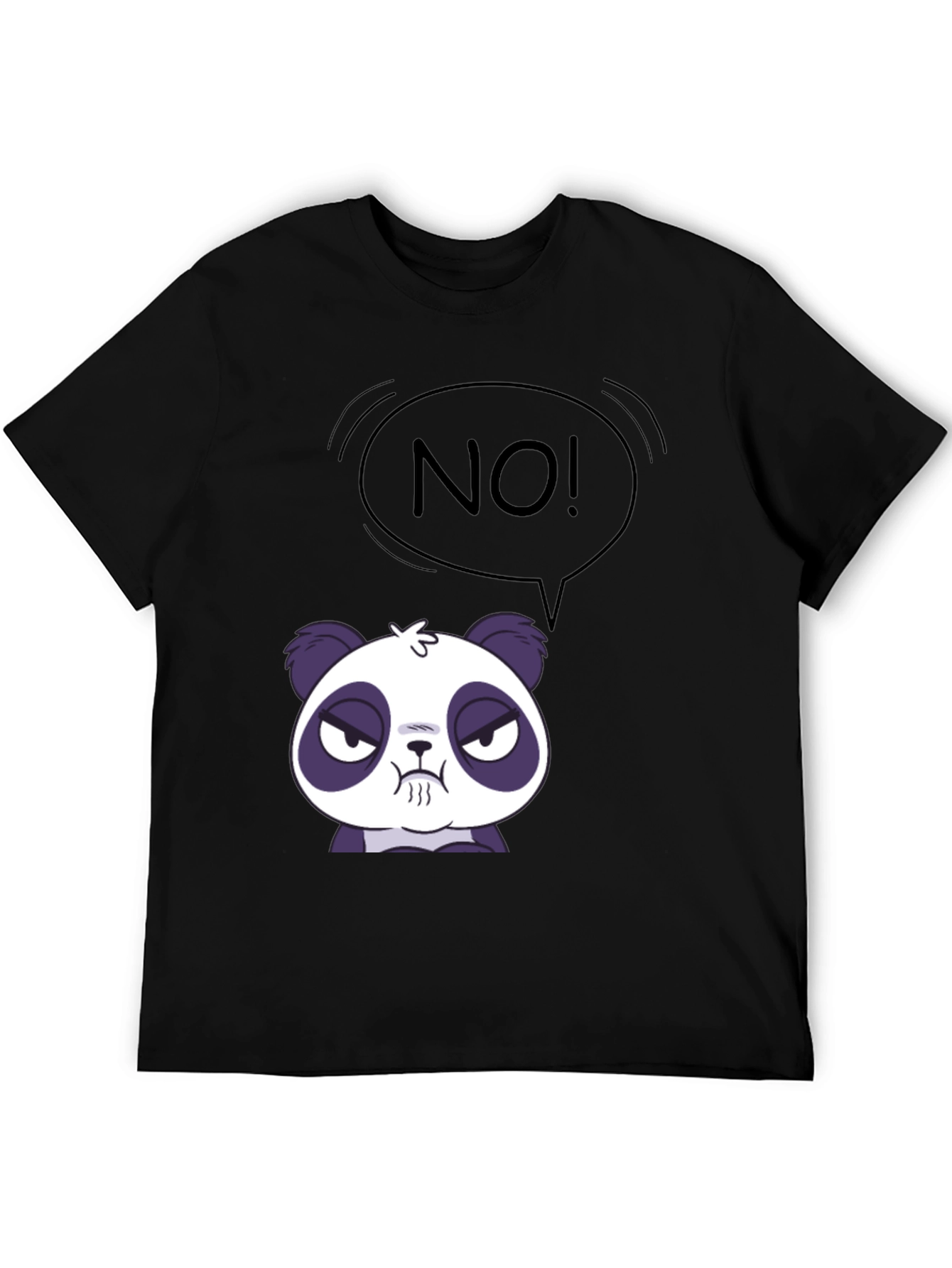 Black Funny Panda No T-Shirt - Black Crew Neck view 5