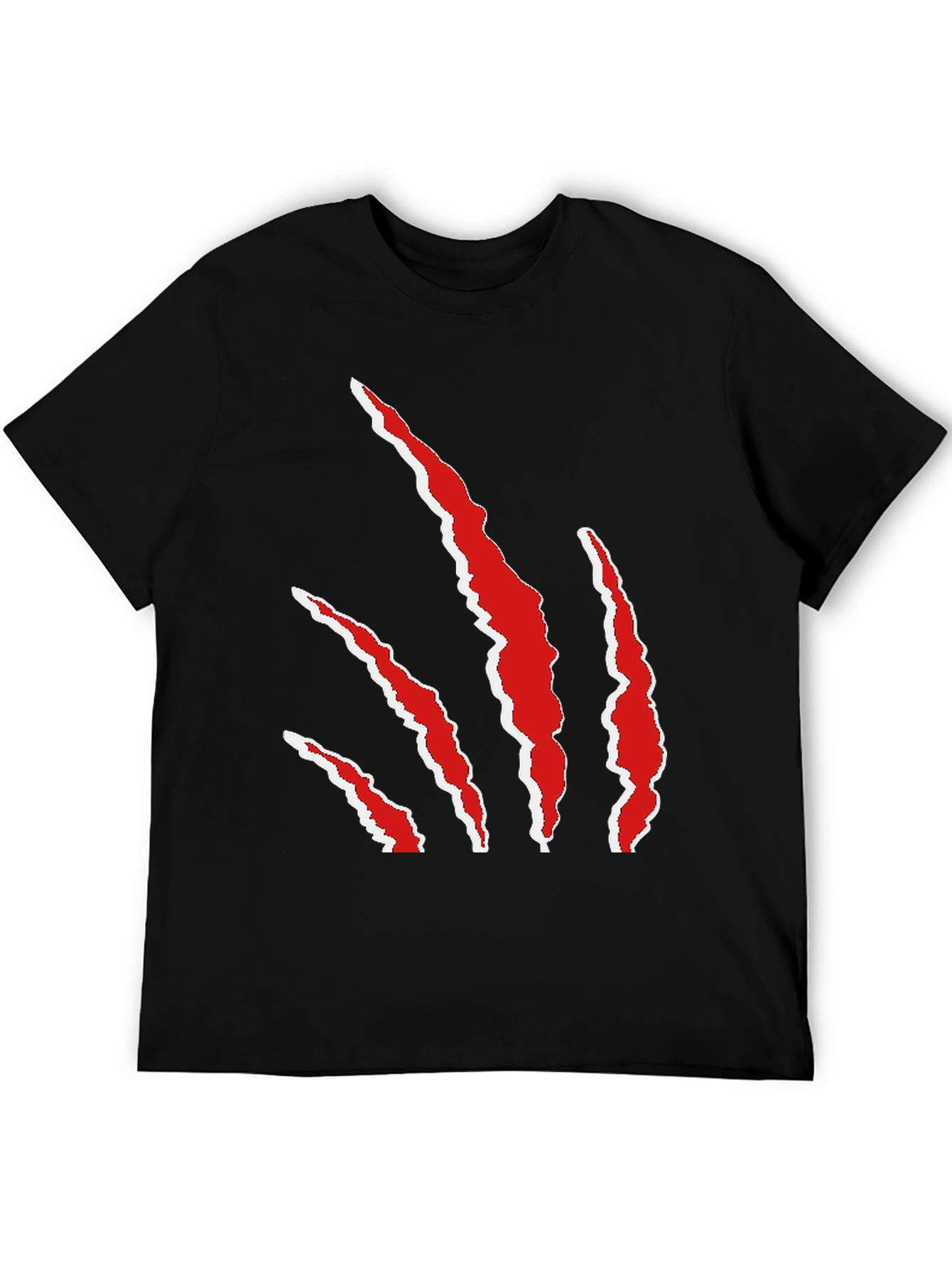 Black Claw Mark Graphic Tee - Black Casual T-Shirt view 5