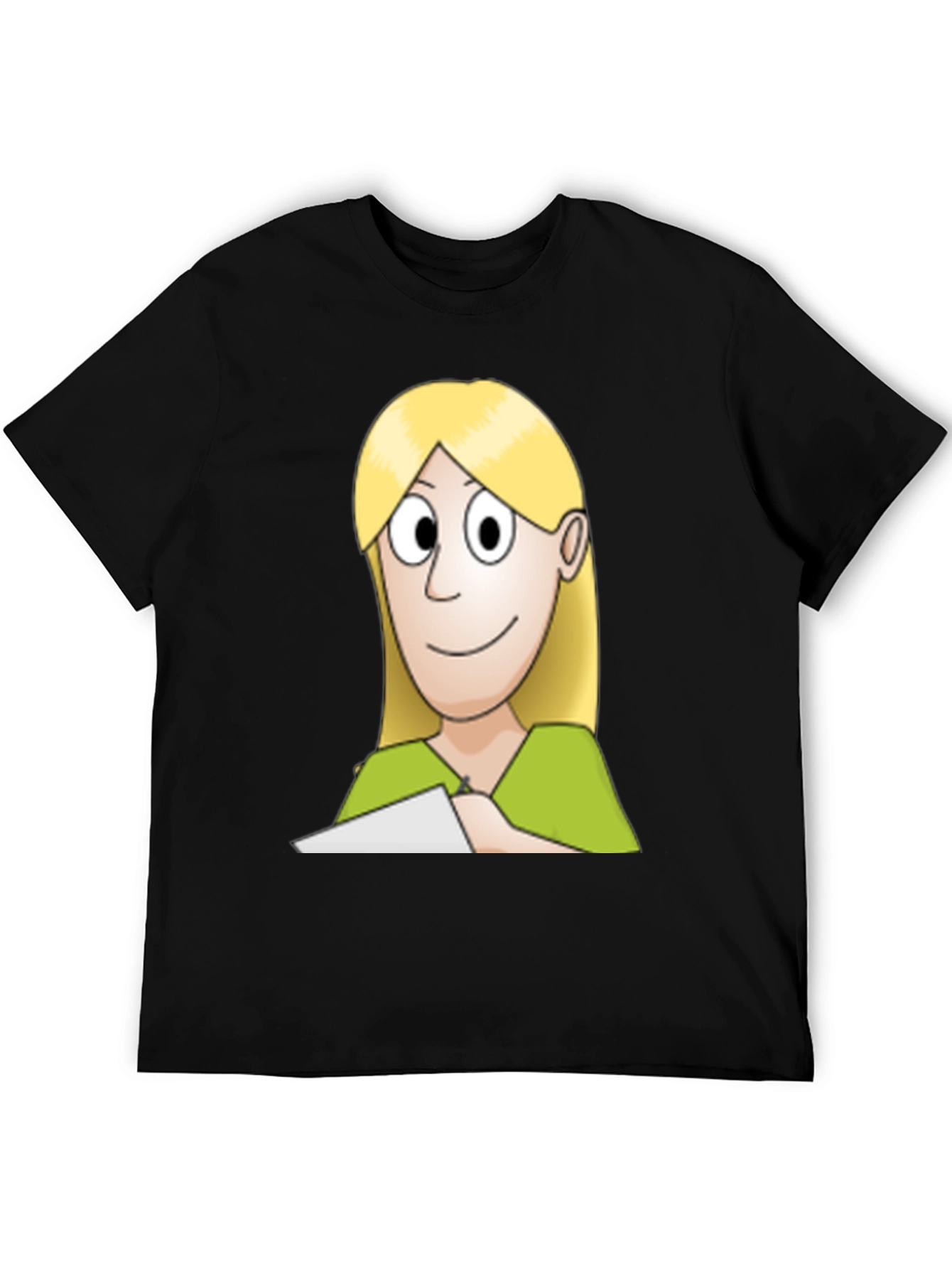 Black Cartoon Woman Graphic Tee - Black Unisex T-Shirt view 5