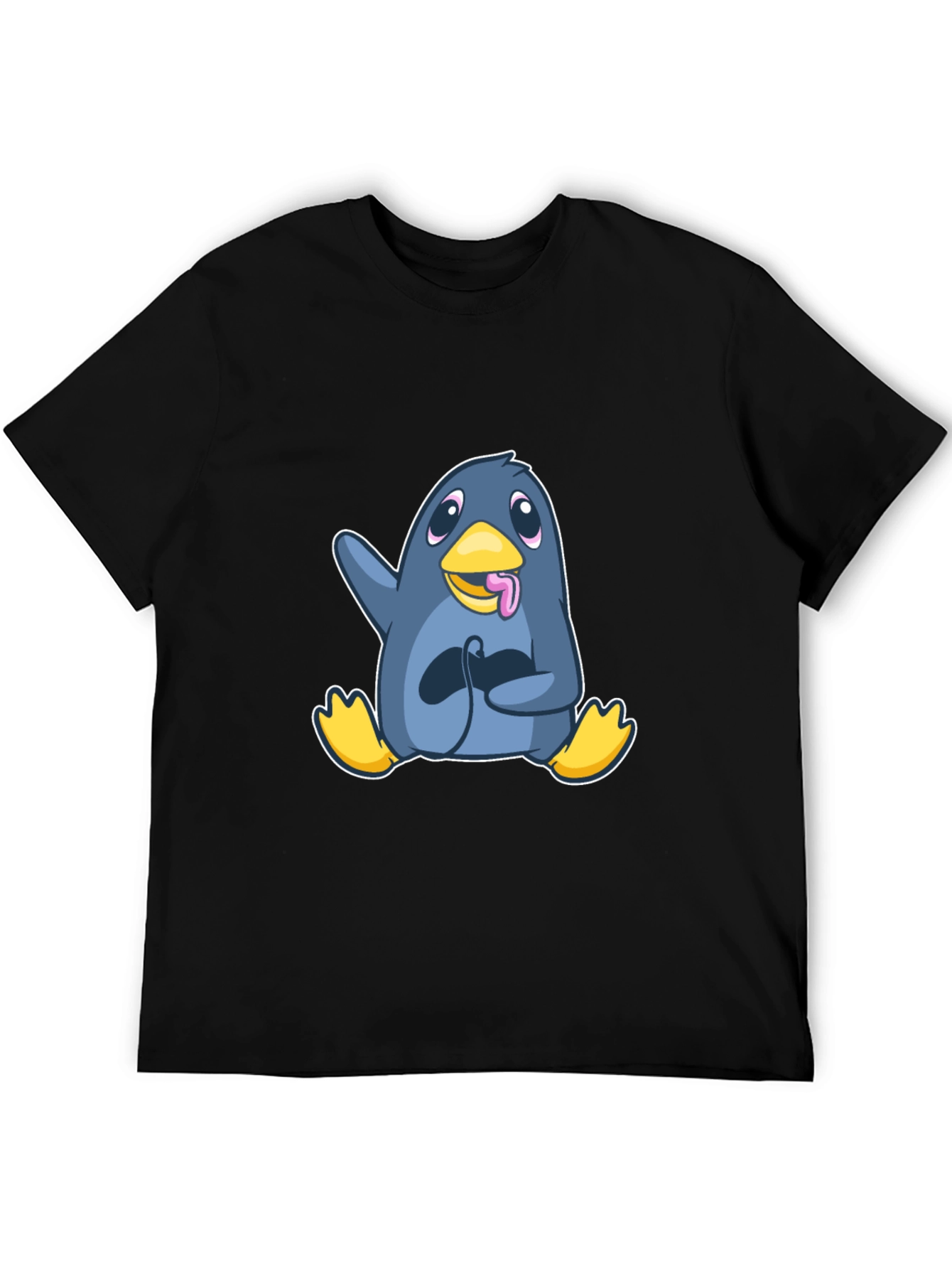 Black Gamer Penguin Black T-Shirt - Playful Cartoon Design view 5