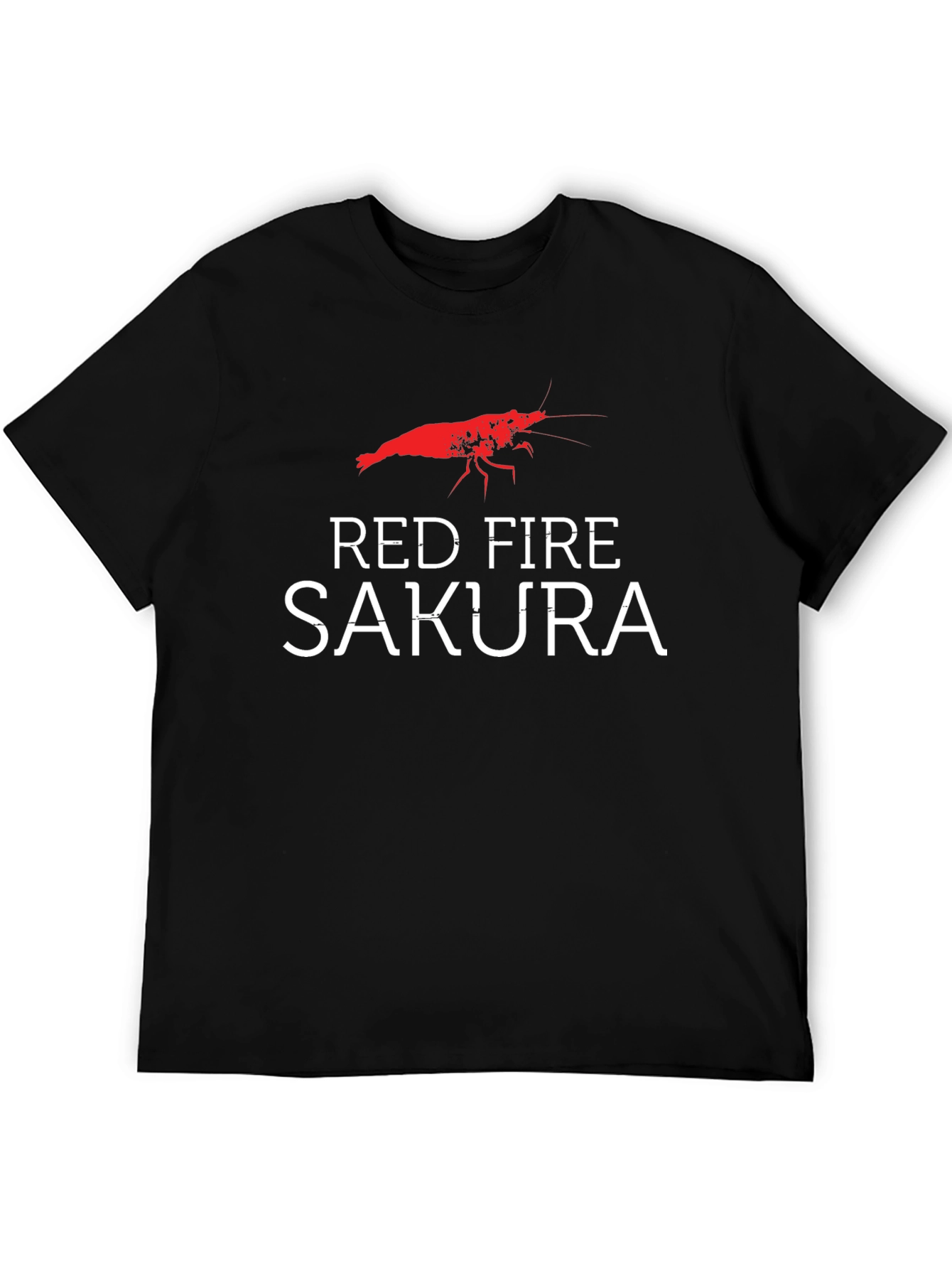 Black Red Fire Sakura Shrimp Graphic T-Shirt view 5