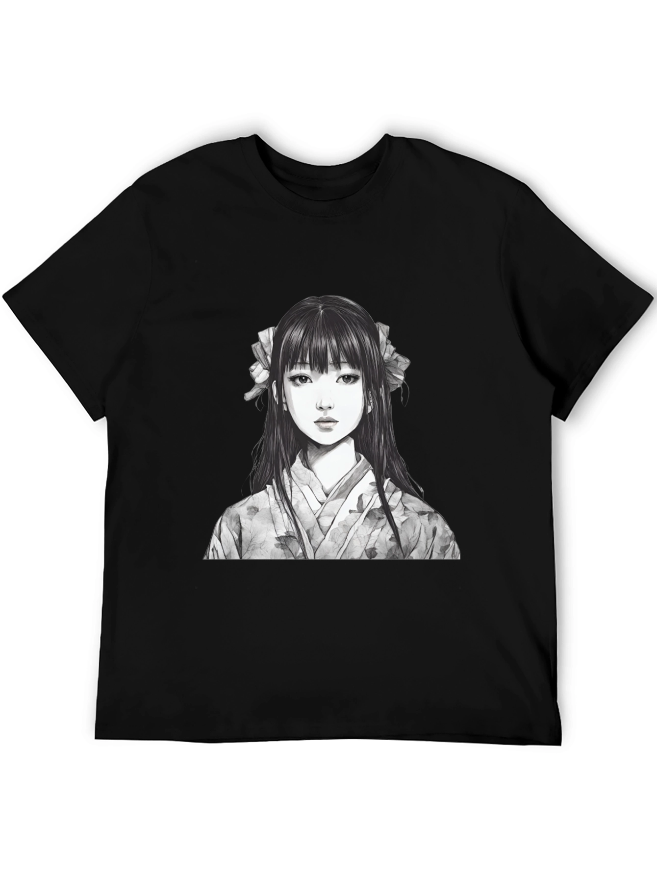 Black Anime Girl Graphic Black T-Shirt view 5