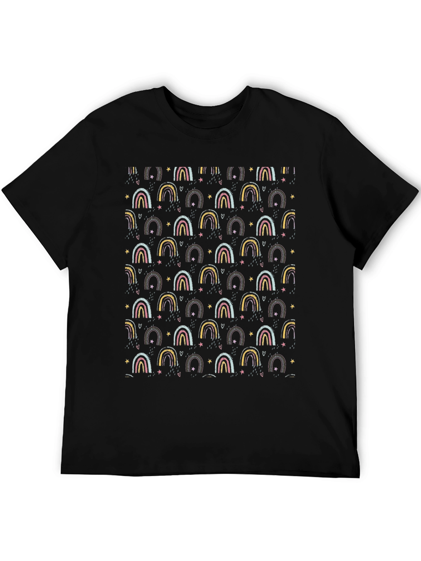 Black Rainbow Pattern Black T-Shirt view 5
