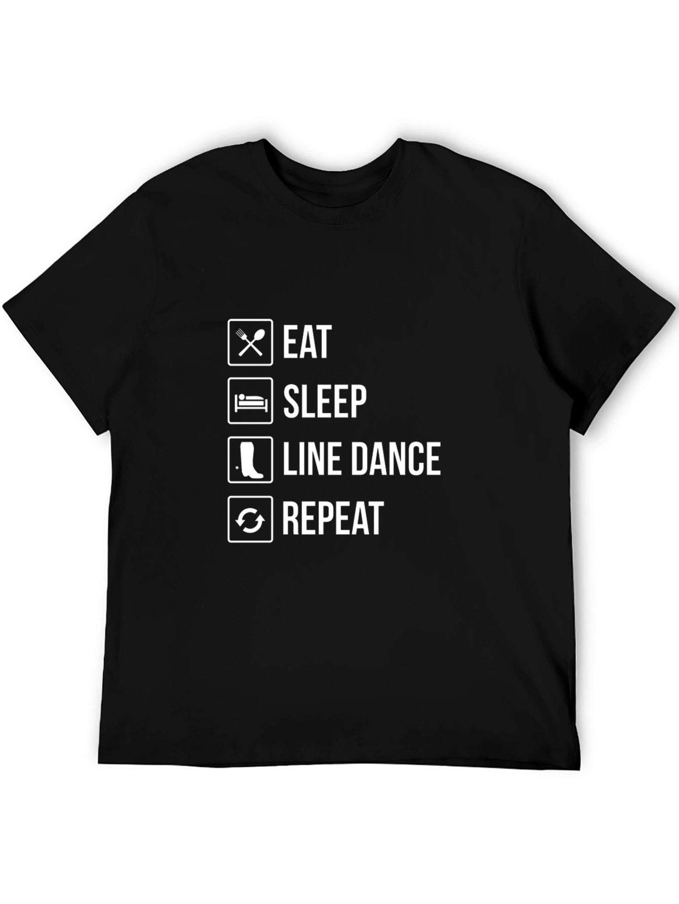 Black Eat Sleep Line Dance Repeat Graphic Tee view 5
