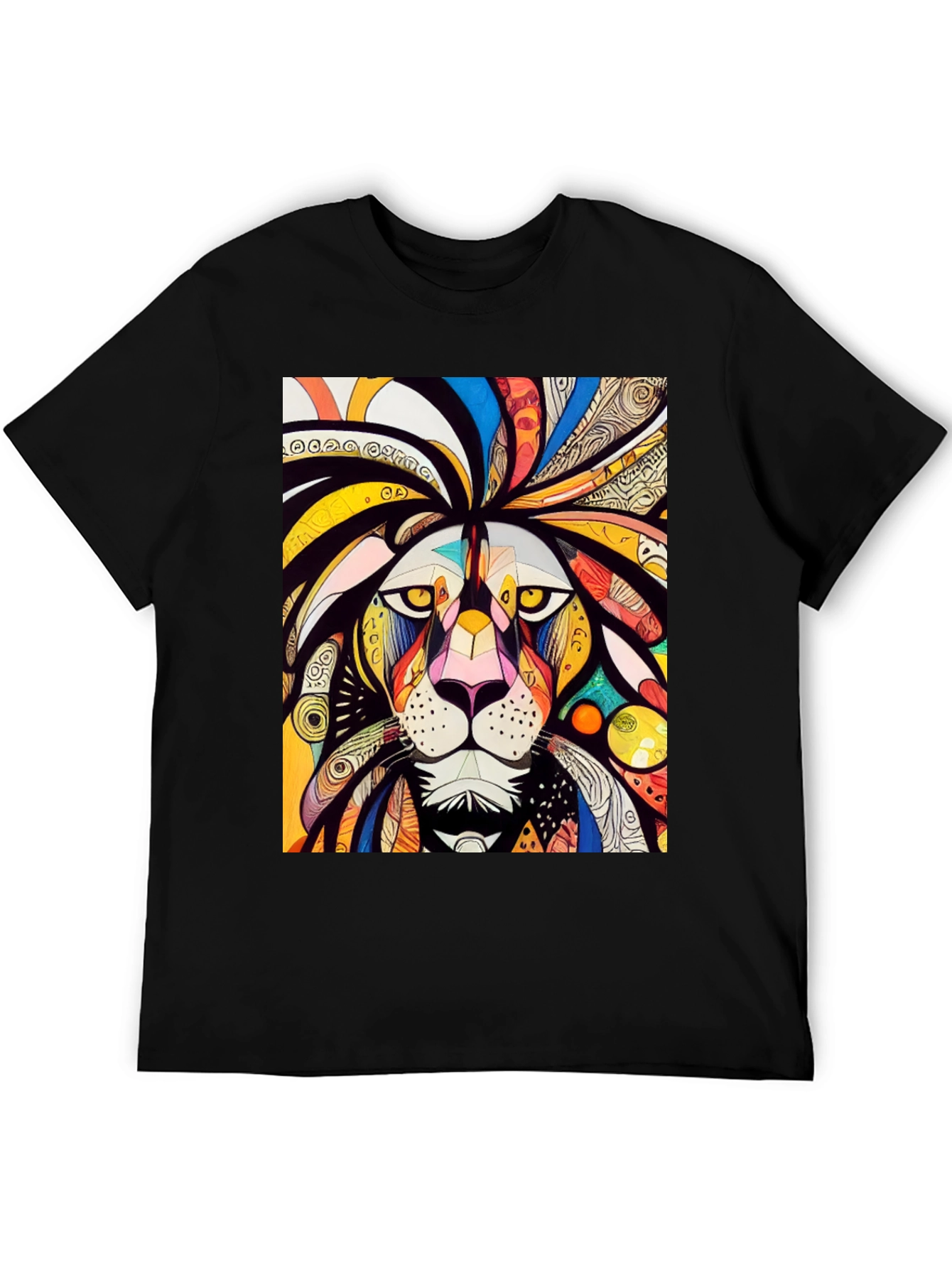 Black Lion Art Graphic Tee - Bold & Colorful view 5