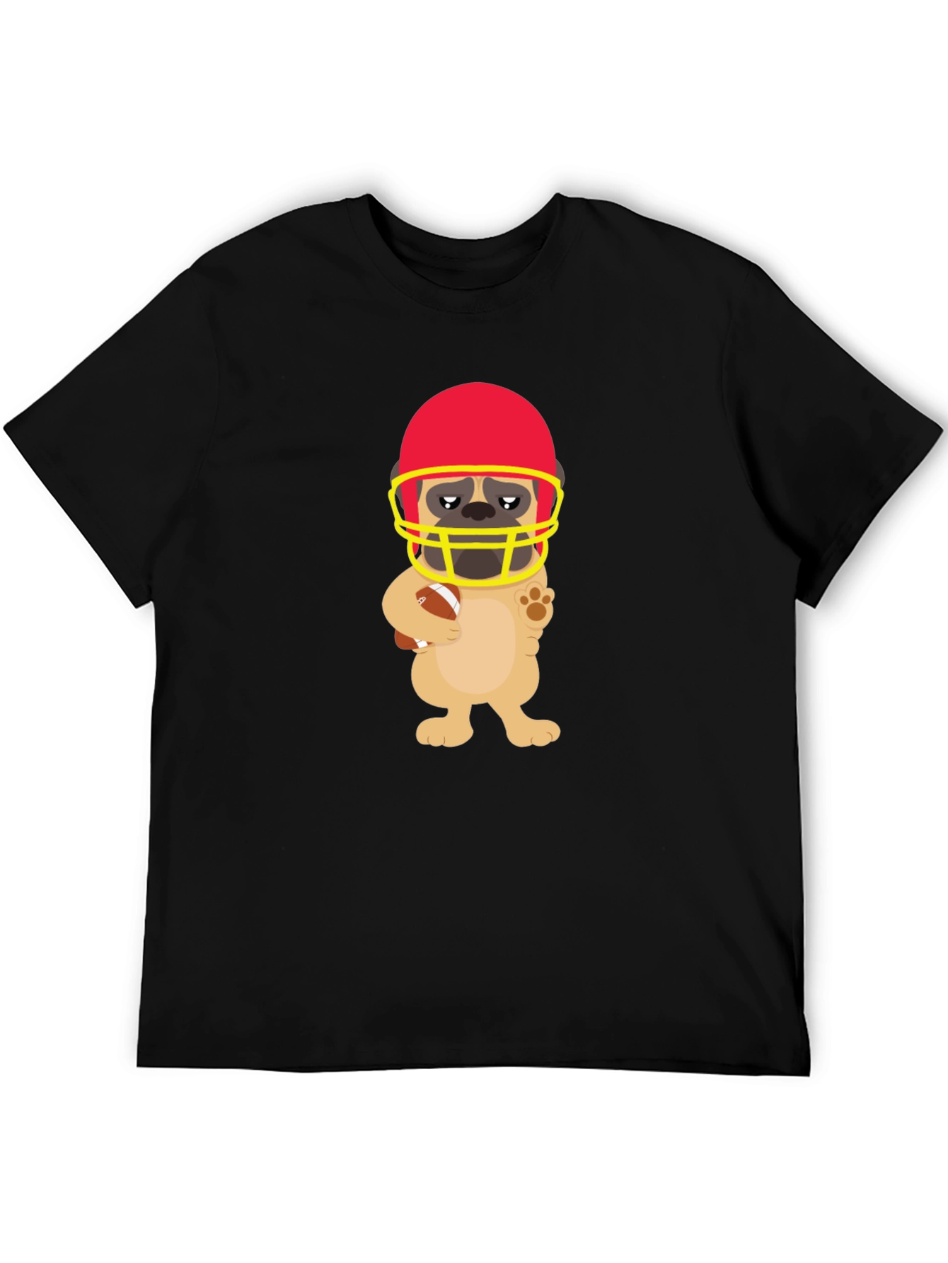 Black Football Pug Graphic Tee - Touchdown Style view 5