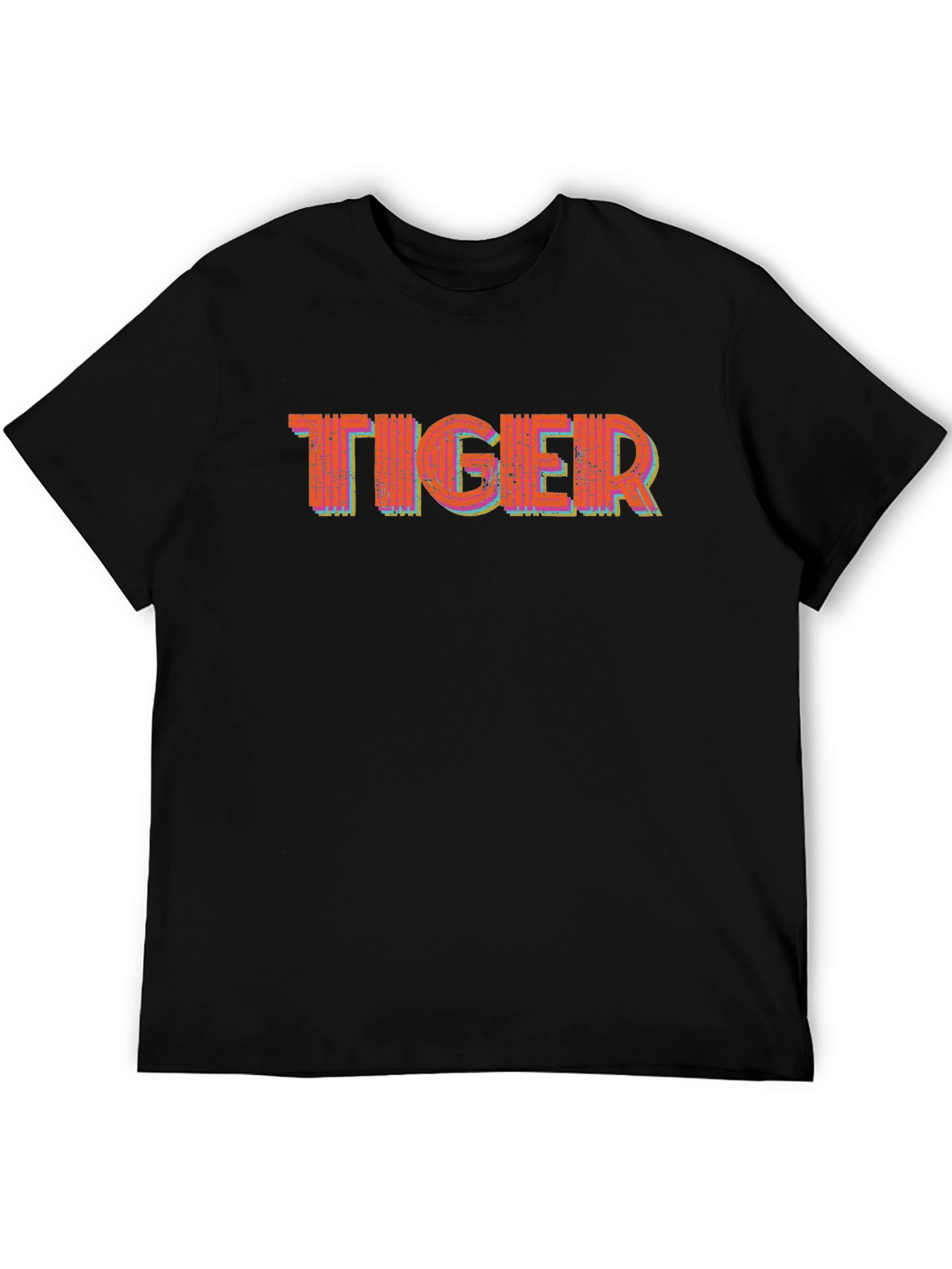 Black Tiger Graphic Print Black Crew Neck T-Shirt view 5