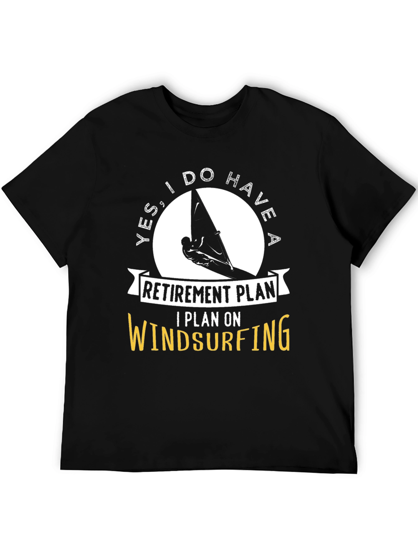 Black Windsurfing Retirement Plan Graphic Tee view 5