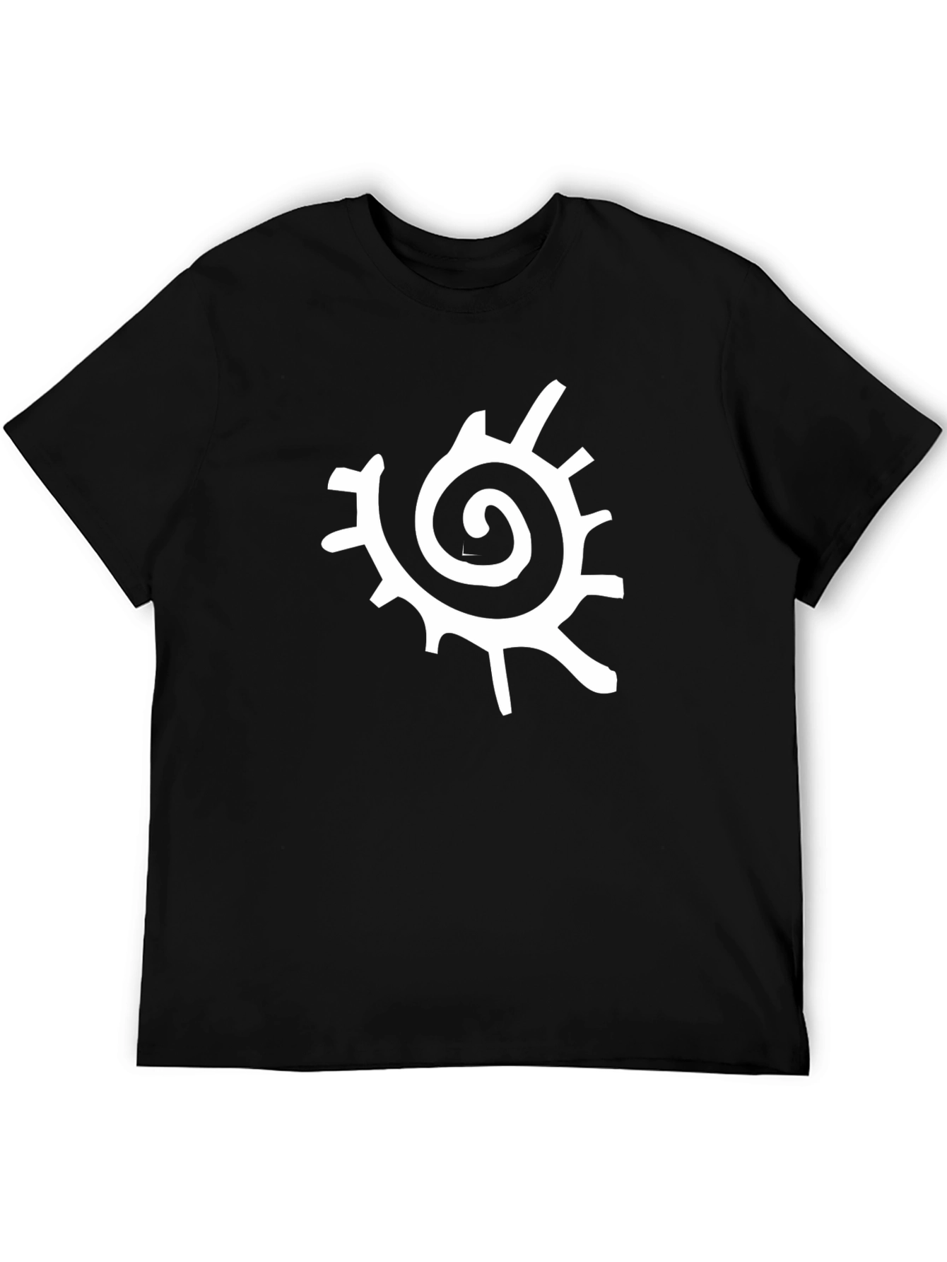 Black Spiral Sun Graphic Tee - Black Cotton Casual Shirt view 5