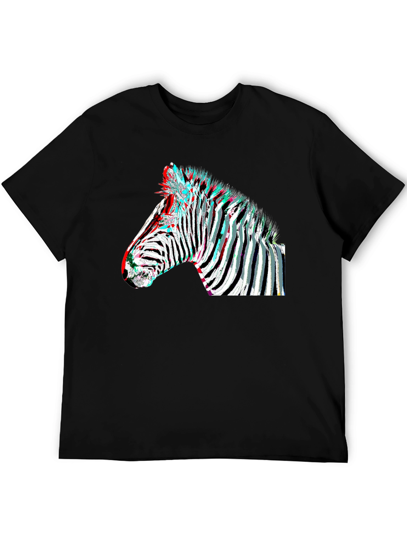 Black Zebra Glitch Graphic Tee - Modern Animal Print view 5
