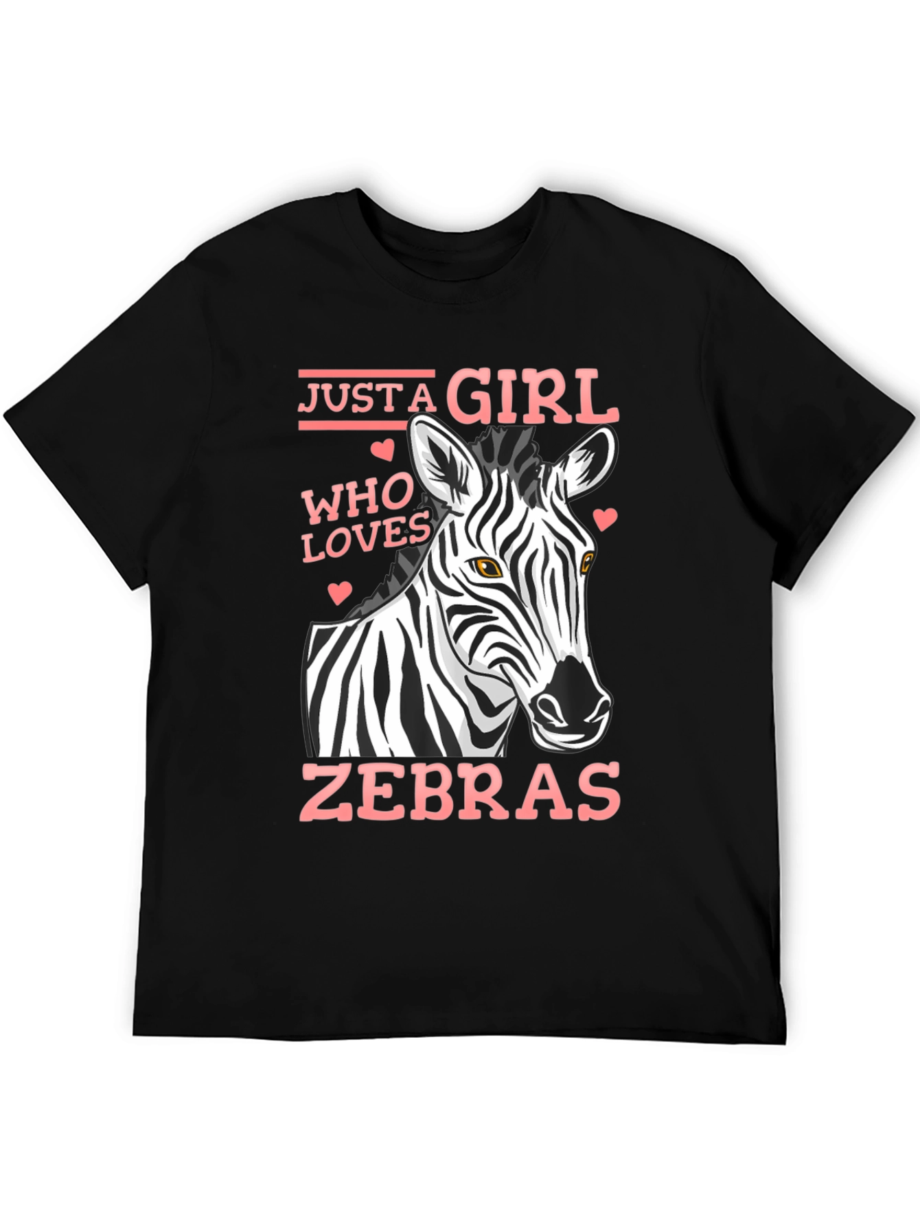 Black Just A Girl Who Loves Zebras T-Shirt view 5