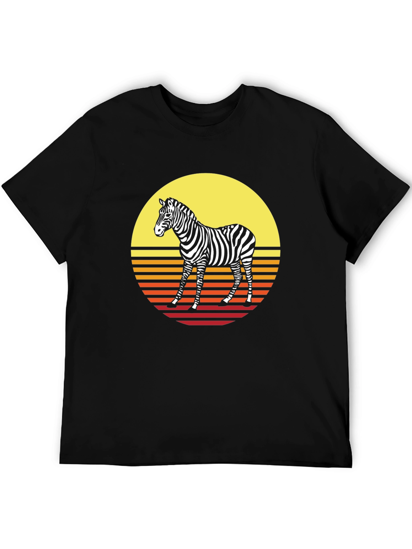 Black Retro Zebra Graphic Tee - Sunset Style view 5