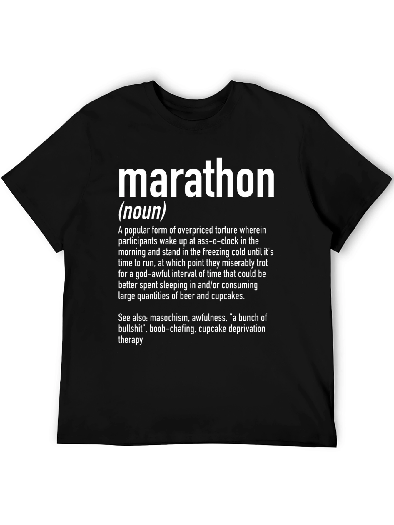 Black Marathon Definition Novelty Graphic T-Shirt view 5