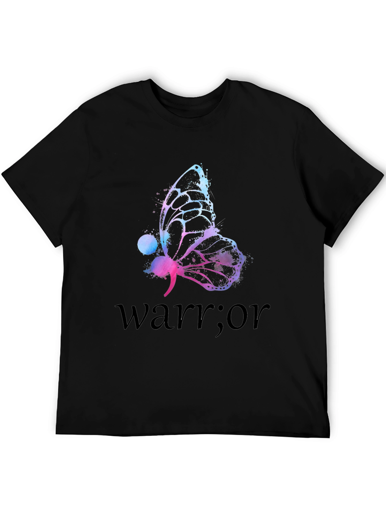 Black Butterfly Warrior Mental Health Awareness T-Shirt view 5