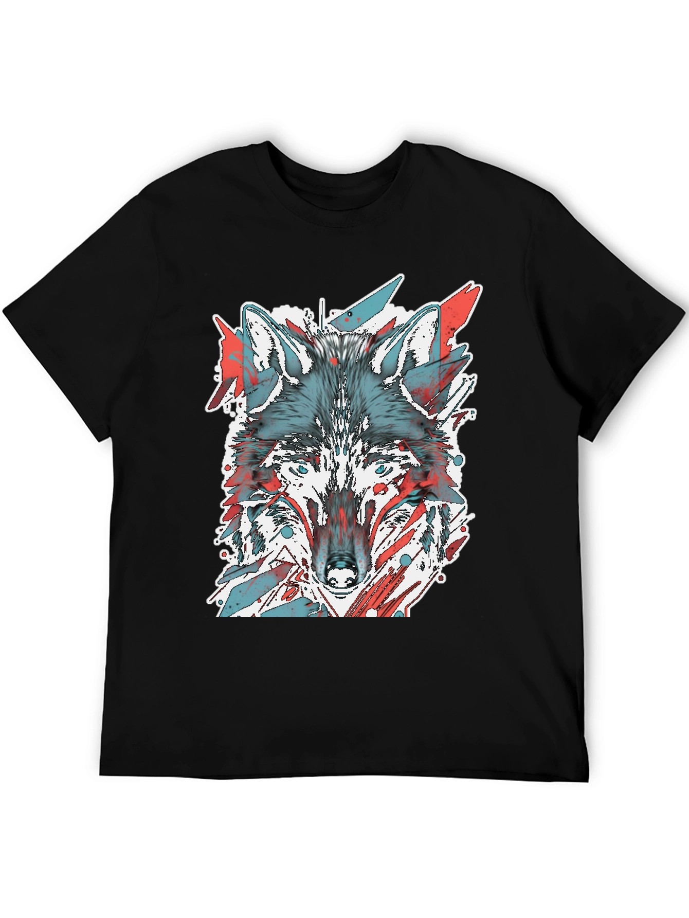 Black Wolf Graphic Tee - Cool Animal Print Shirt view 5