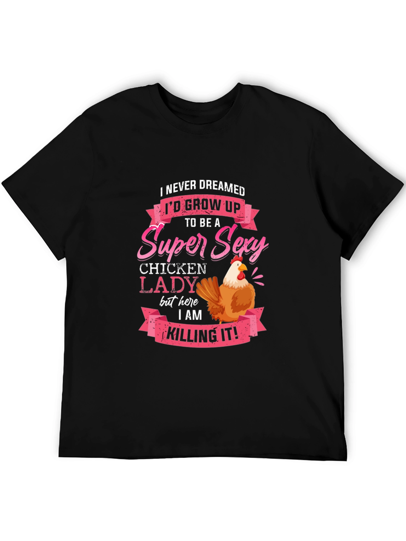 Black Super Sexy Chicken Lady Novelty T-Shirt view 5