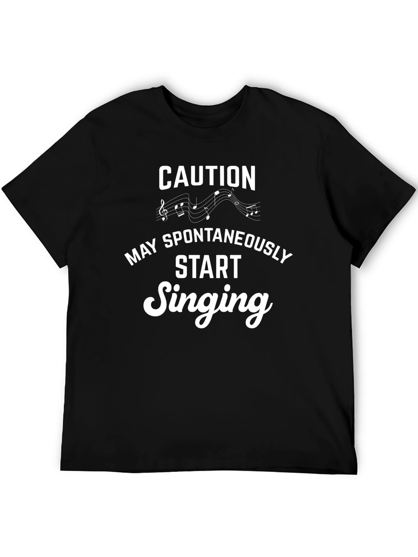 Black Caution May Spontaneously Start Singing Black T-Shirt view 5