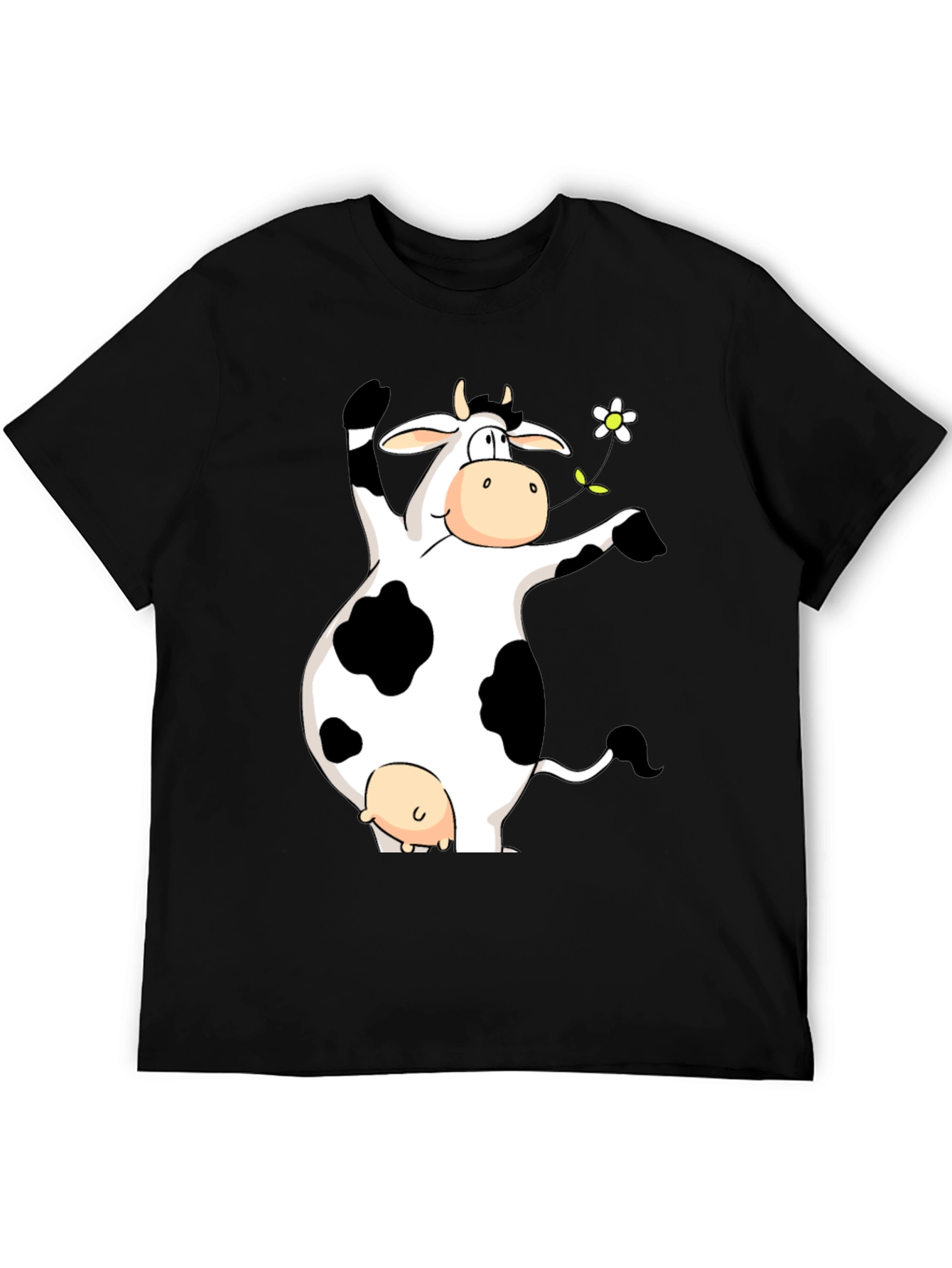 Black Funny Cow Graphic Print Black T-Shirt view 5