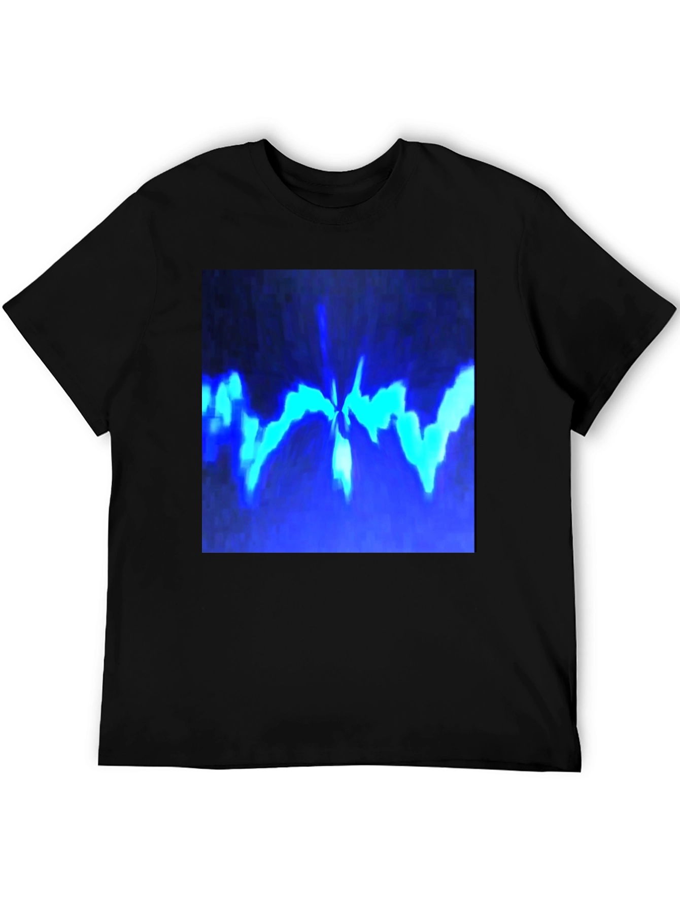Black Abstract Blue Graphic Print Black T-Shirt view 5