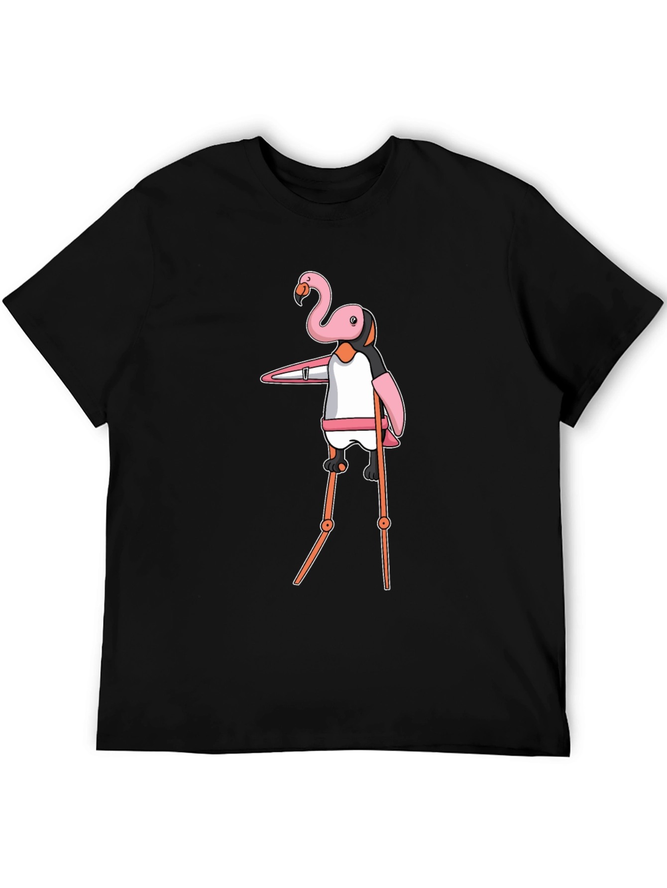 Black Flamingo Stilt Walker Graphic Tee - Black view 5