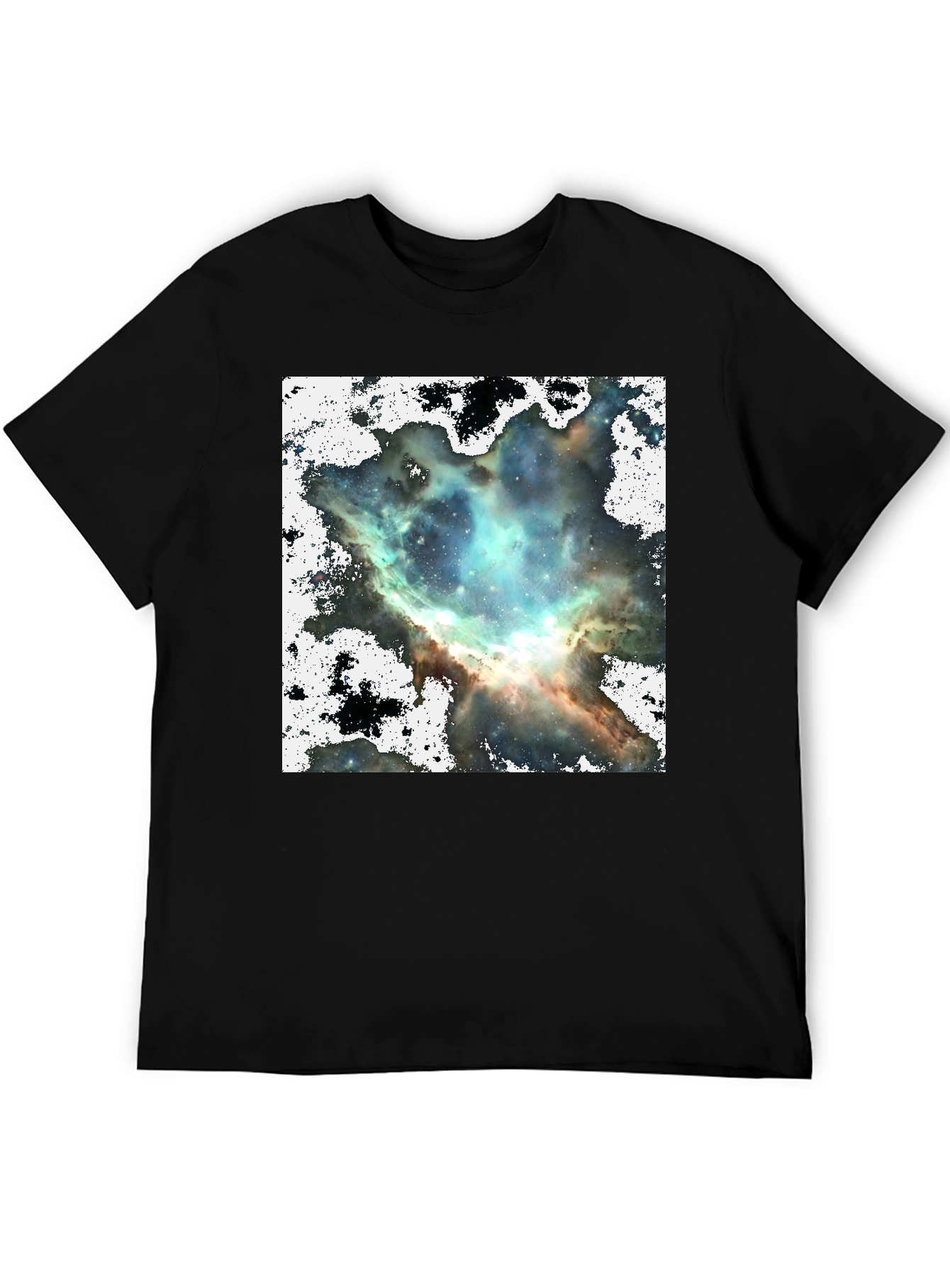 Black Nebula Print Black Crewneck T-Shirt view 5