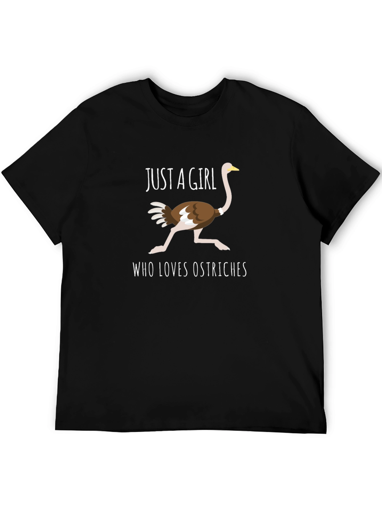 Black Ostrich Lover T-Shirt - Just a Girl Who Loves Ostriches view 5