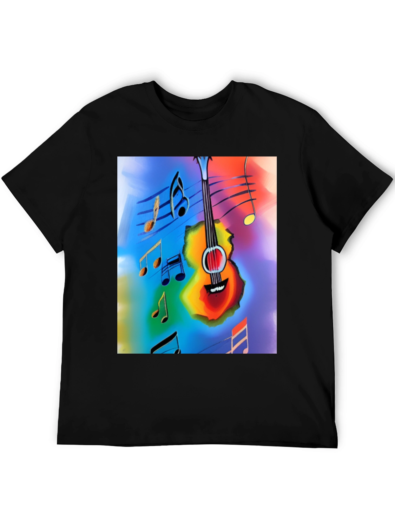 Black Musical Guitar Notes Graphic T-Shirt view 5
