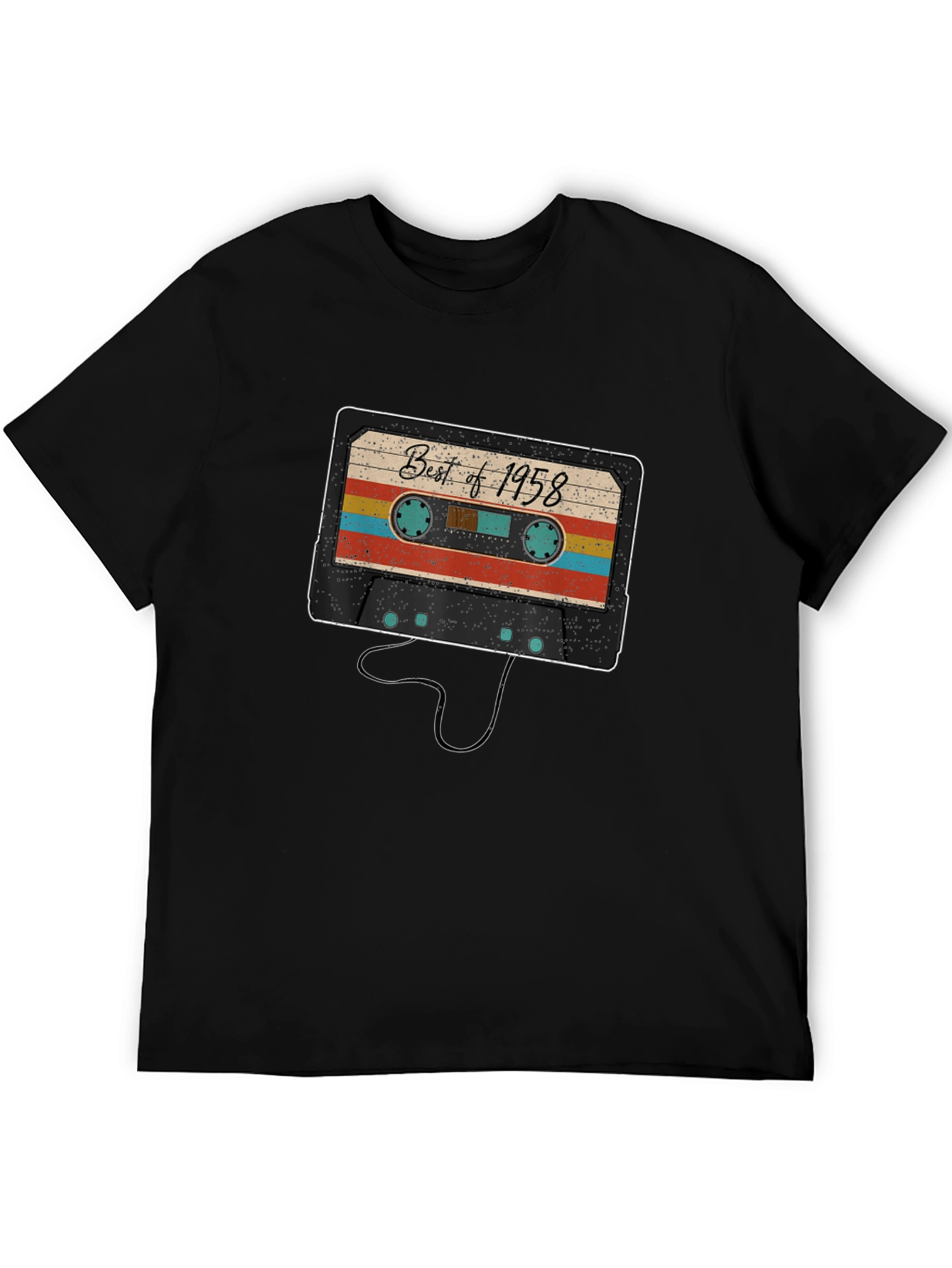 Black Retro Best of 1958 Cassette Tape Graphic T-Shirt view 5