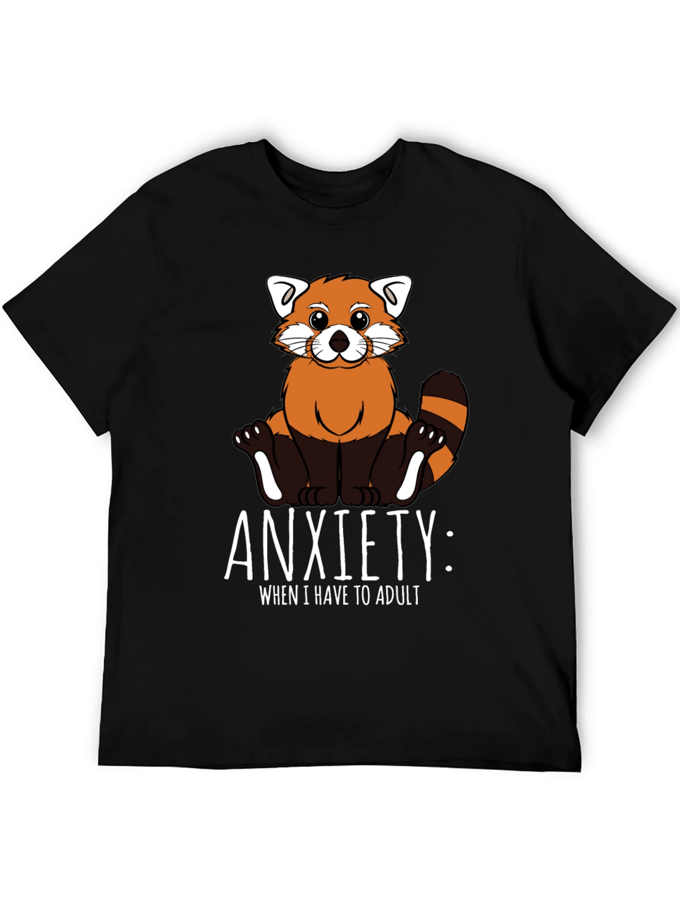 Black Anxiety Red Panda Adulting T-Shirt view 5