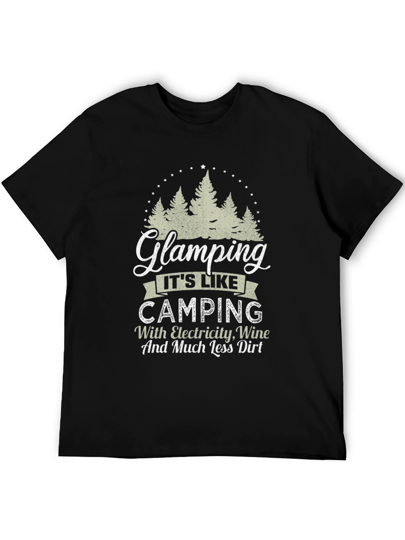 Black Glamping Camping Electricity Wine T-Shirt view 5