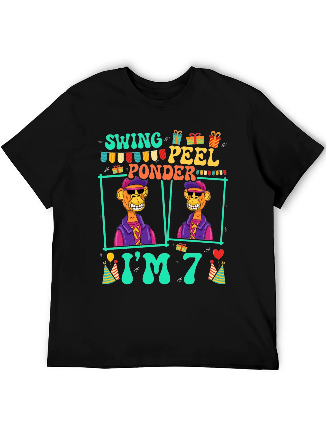 Funny 7th Birthday Ape T-Shirt - 5